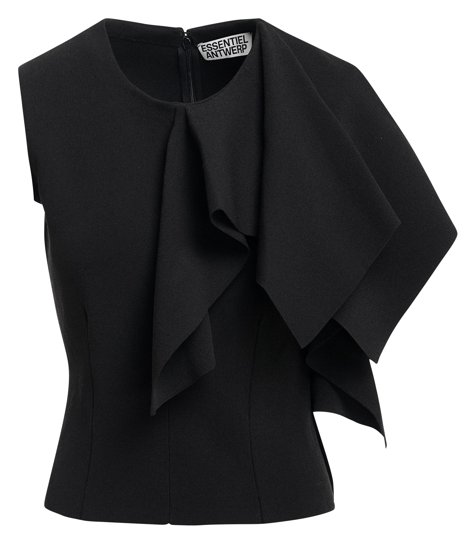 Top moulant à volant drapé know ESSENTIEL ANTWERP Noir