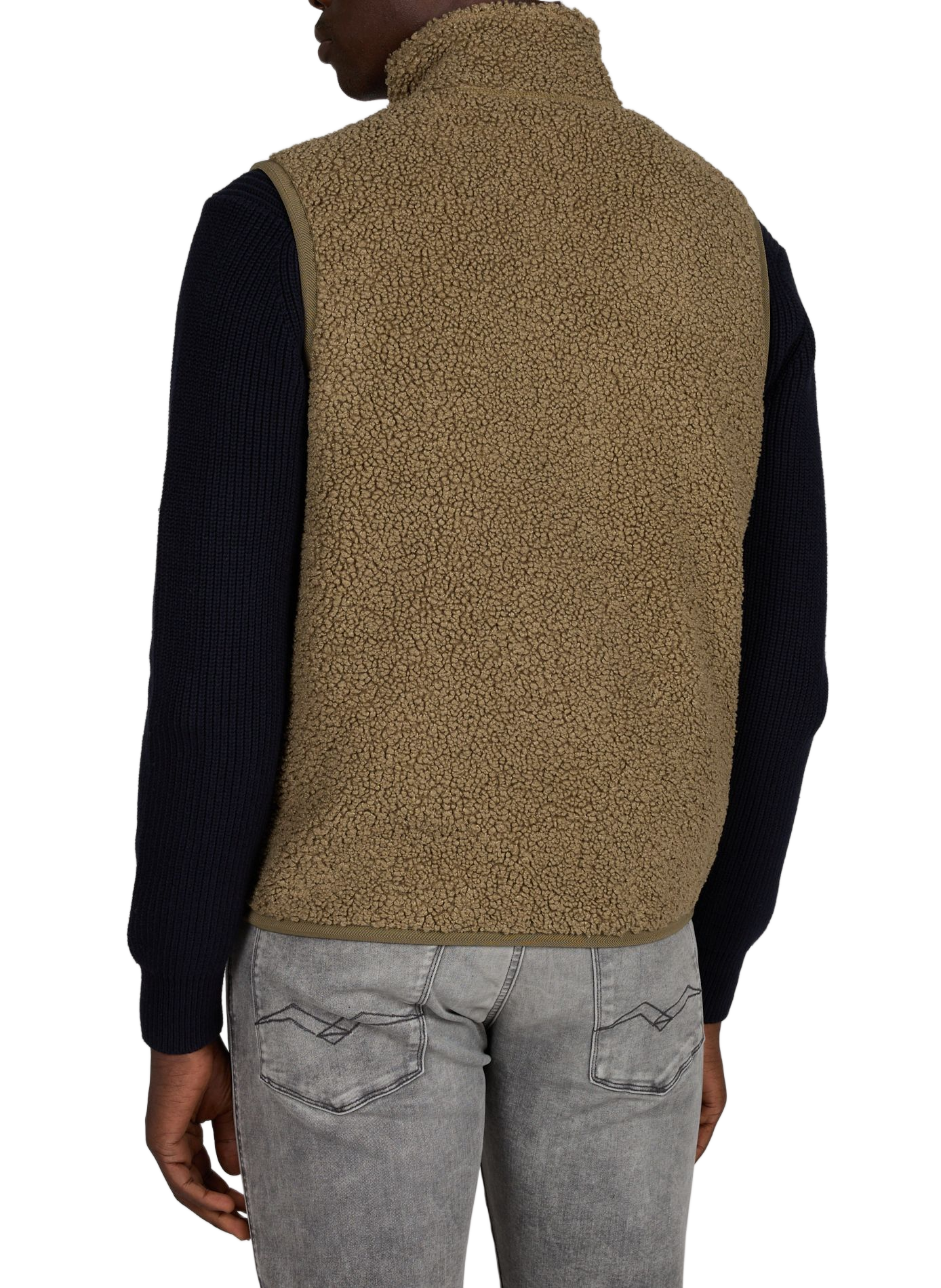 Sleeveless sherpa vest with high collar K-WAY Khaki