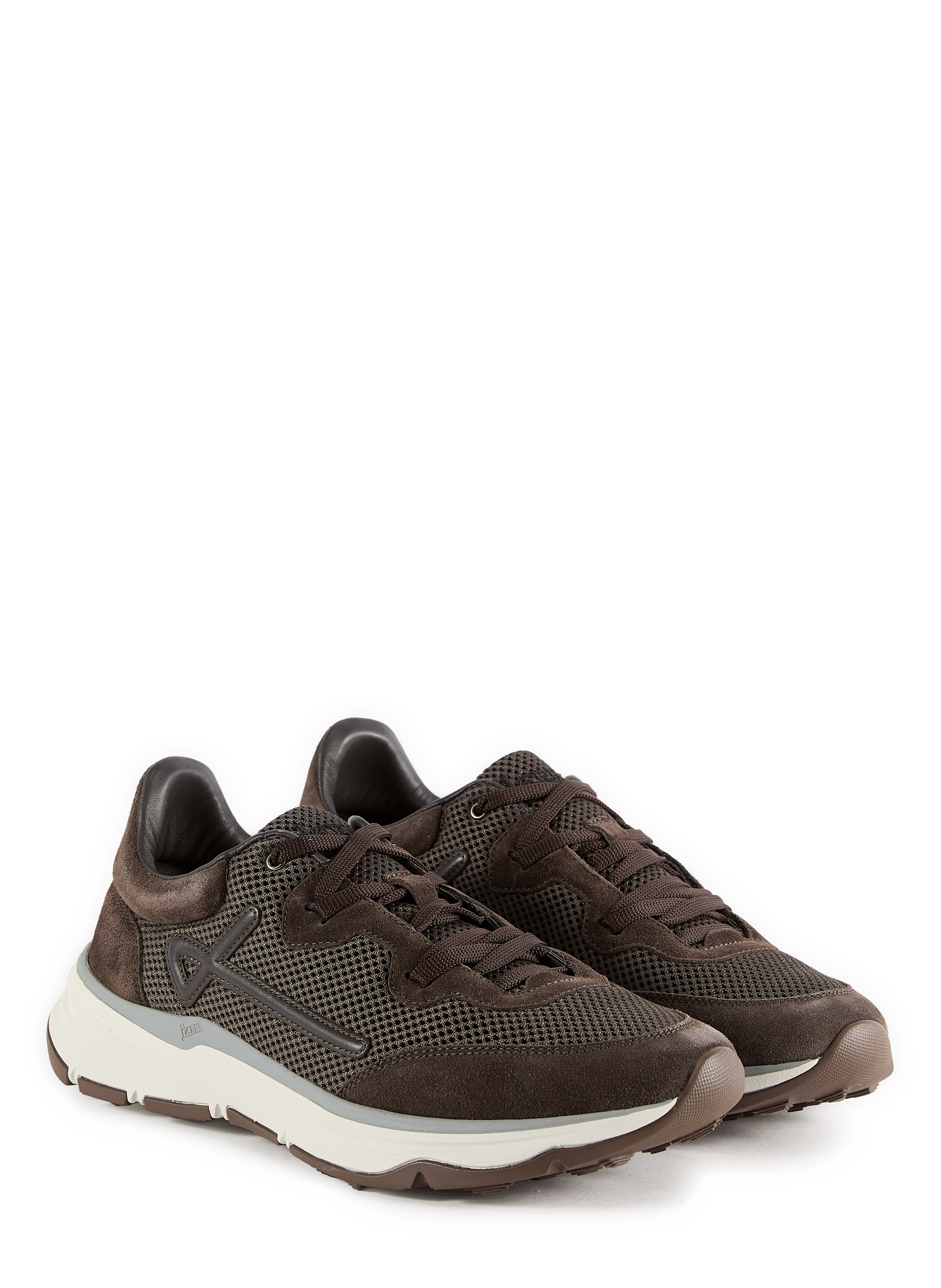 Low-top suede and mesh sneakers HERNO Brown