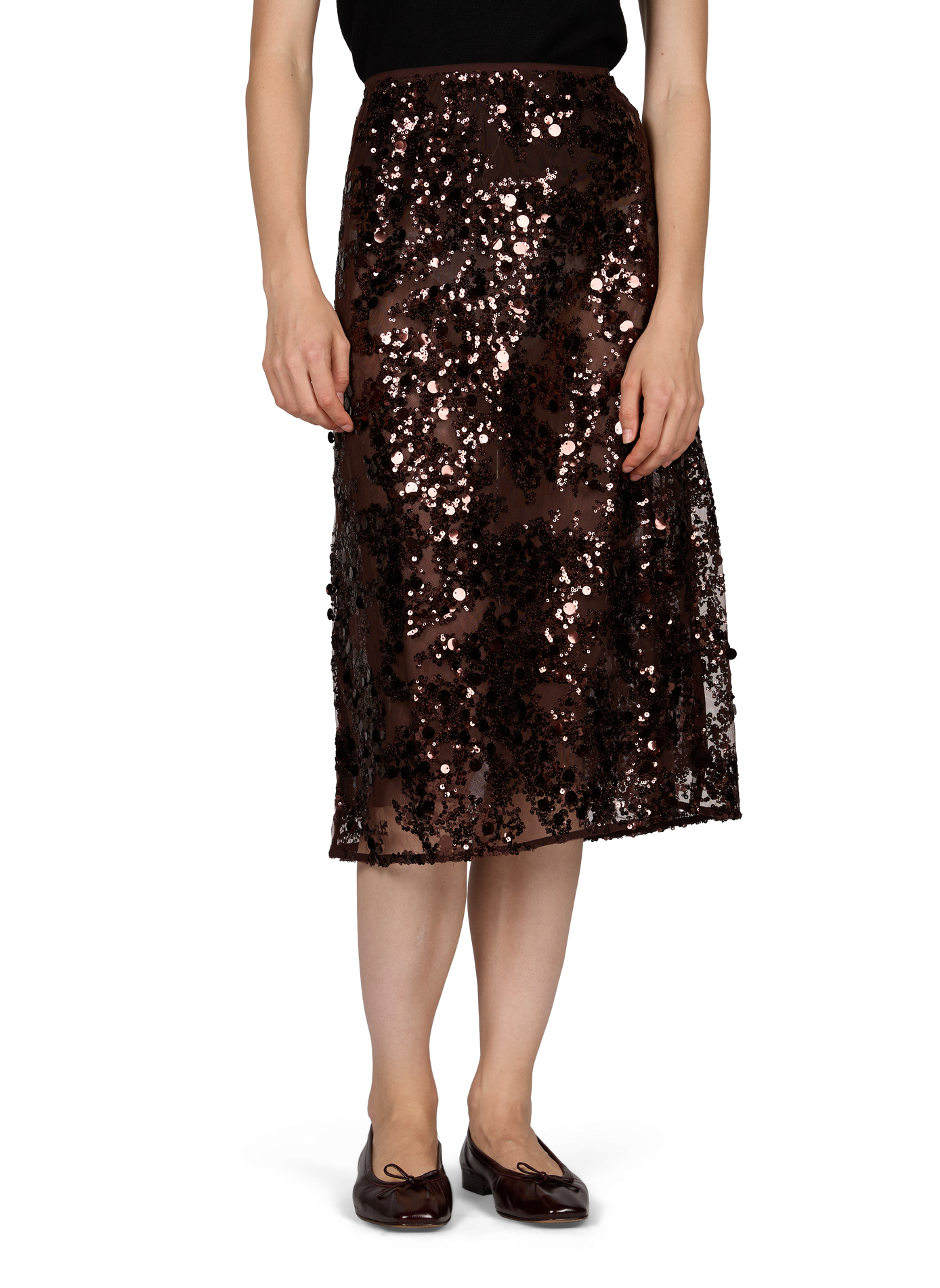 Jupe midi Shania à strass BAUM UND PFERDGARTEN Marron