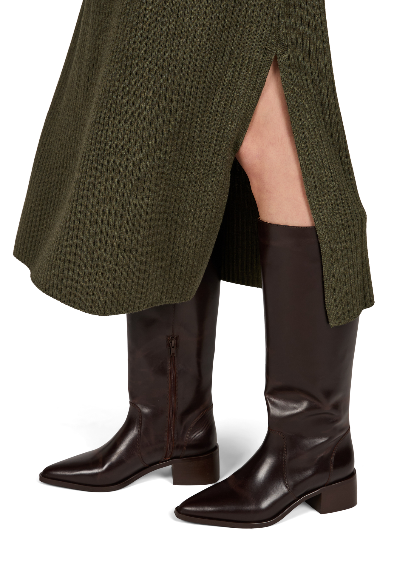 Ribbed Merino Wool Maxi Skirt A.P.C. Khaki