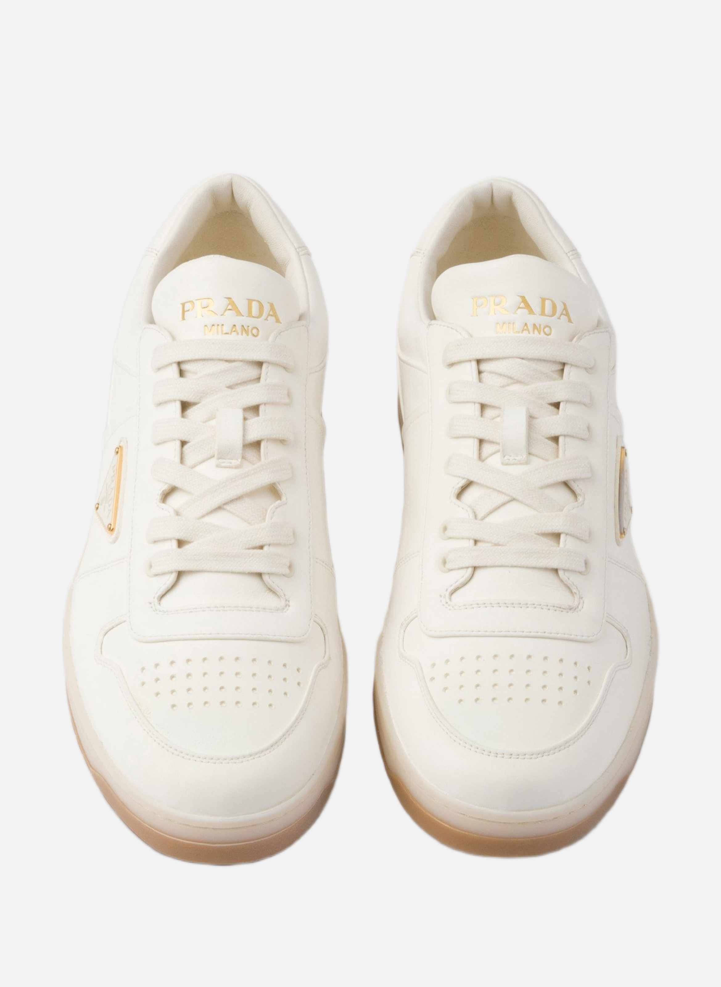 Sneakers downtown en cuir nappa PRADA Beige