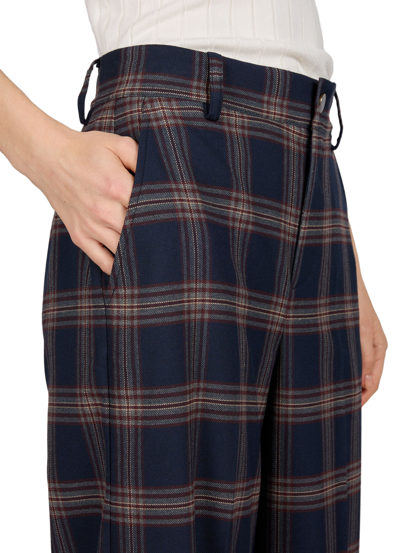 Straight-leg trousers with Pedrochecks pattern PETITE MENDIGOTE Blue