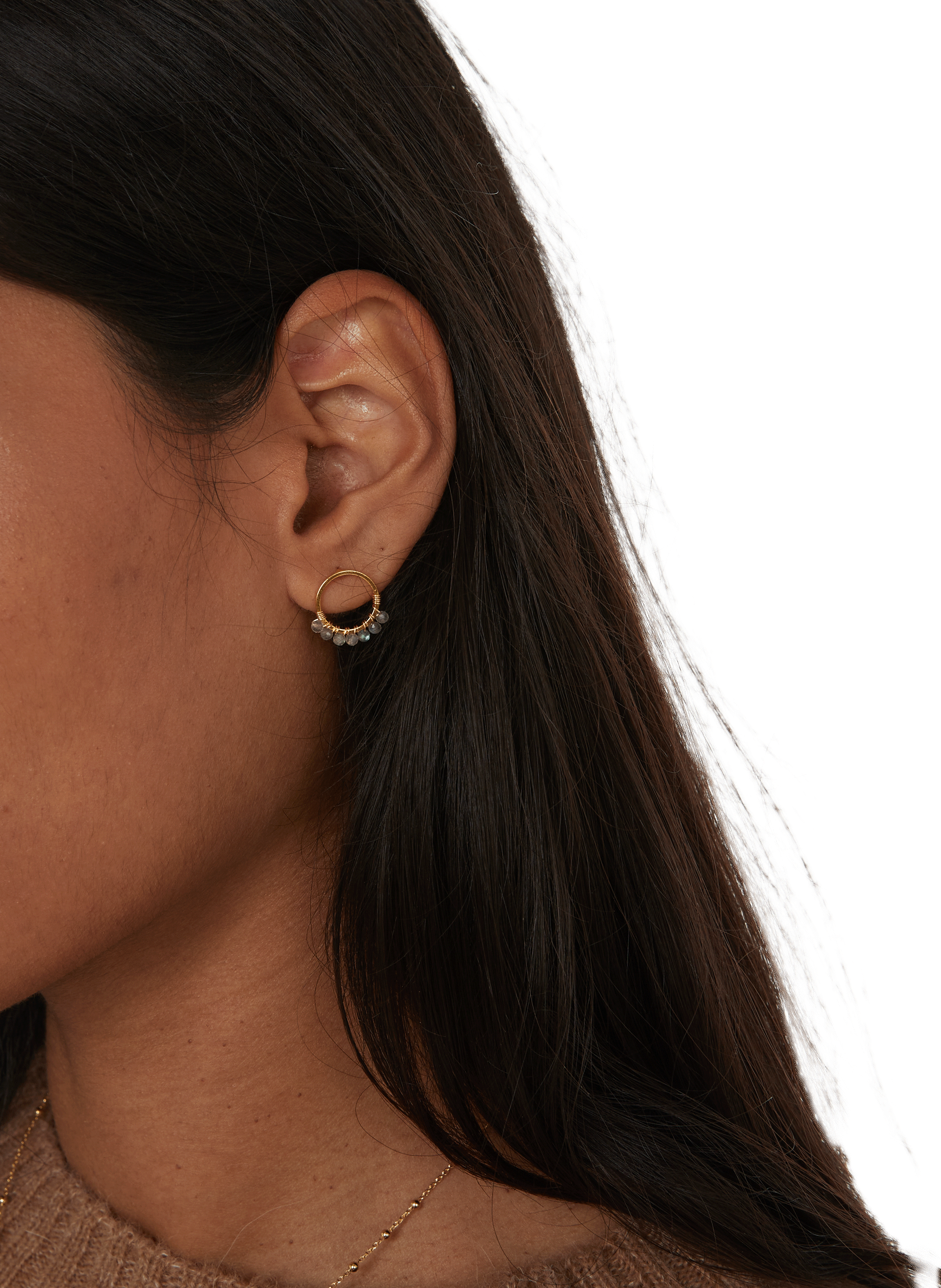 Mina round pearl earrings LILO Grey