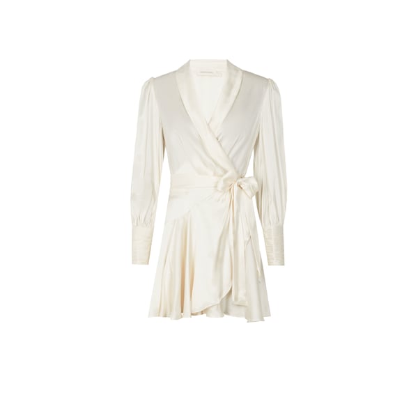 Robe courte portefeuille en soie