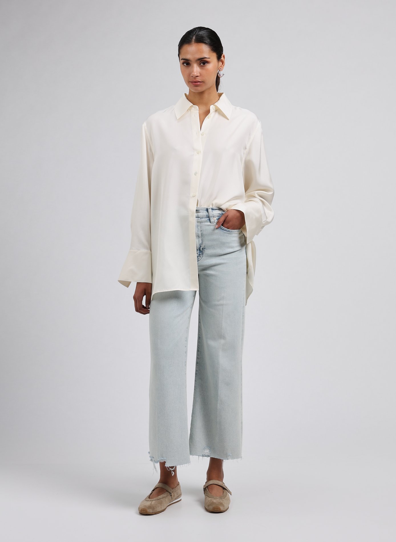 High-waisted cropped jeans 7 FOR ALL MANKIND Blue