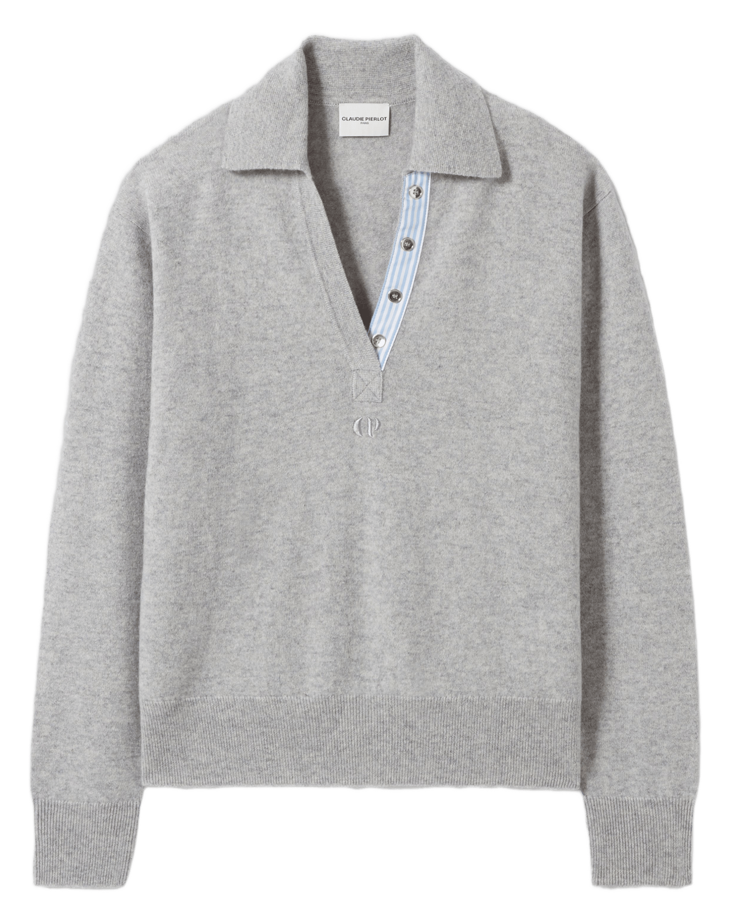 Polo droit en laine mélangée CLAUDIE PIERLOT Gris