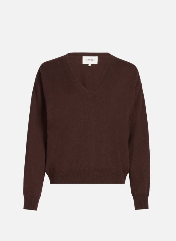 Round neck straight cashmere sweater by Sevene Brown by SAISON 1865 SAISON 1865 Round neck straight cashmere sweater by Sevene Brown