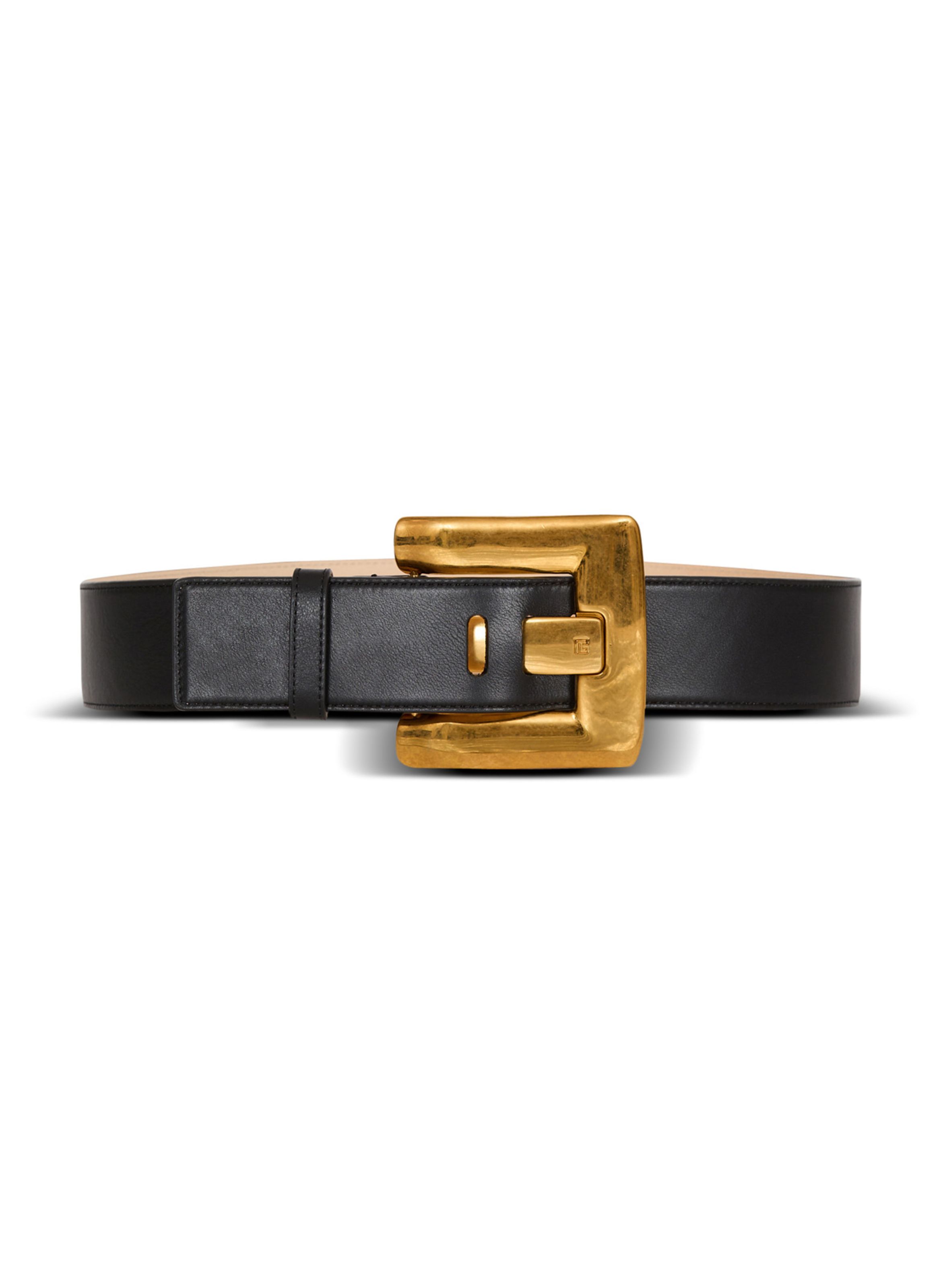 Ceinture anthem en cuir de veau BALMAIN Noir