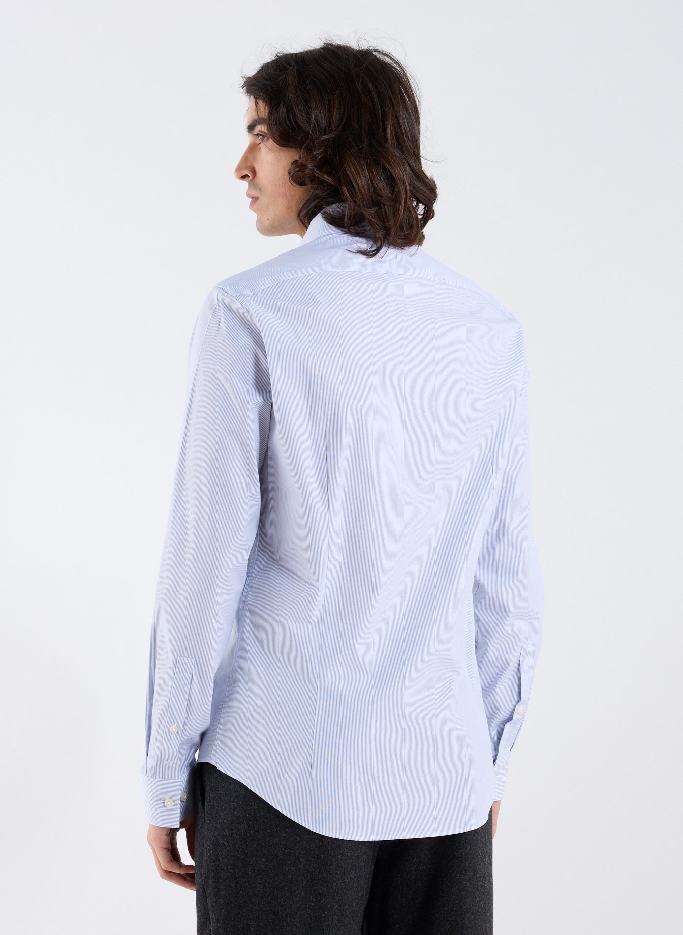 Striped slim fit shirt in blended cotton CALVIN KLEIN Blue