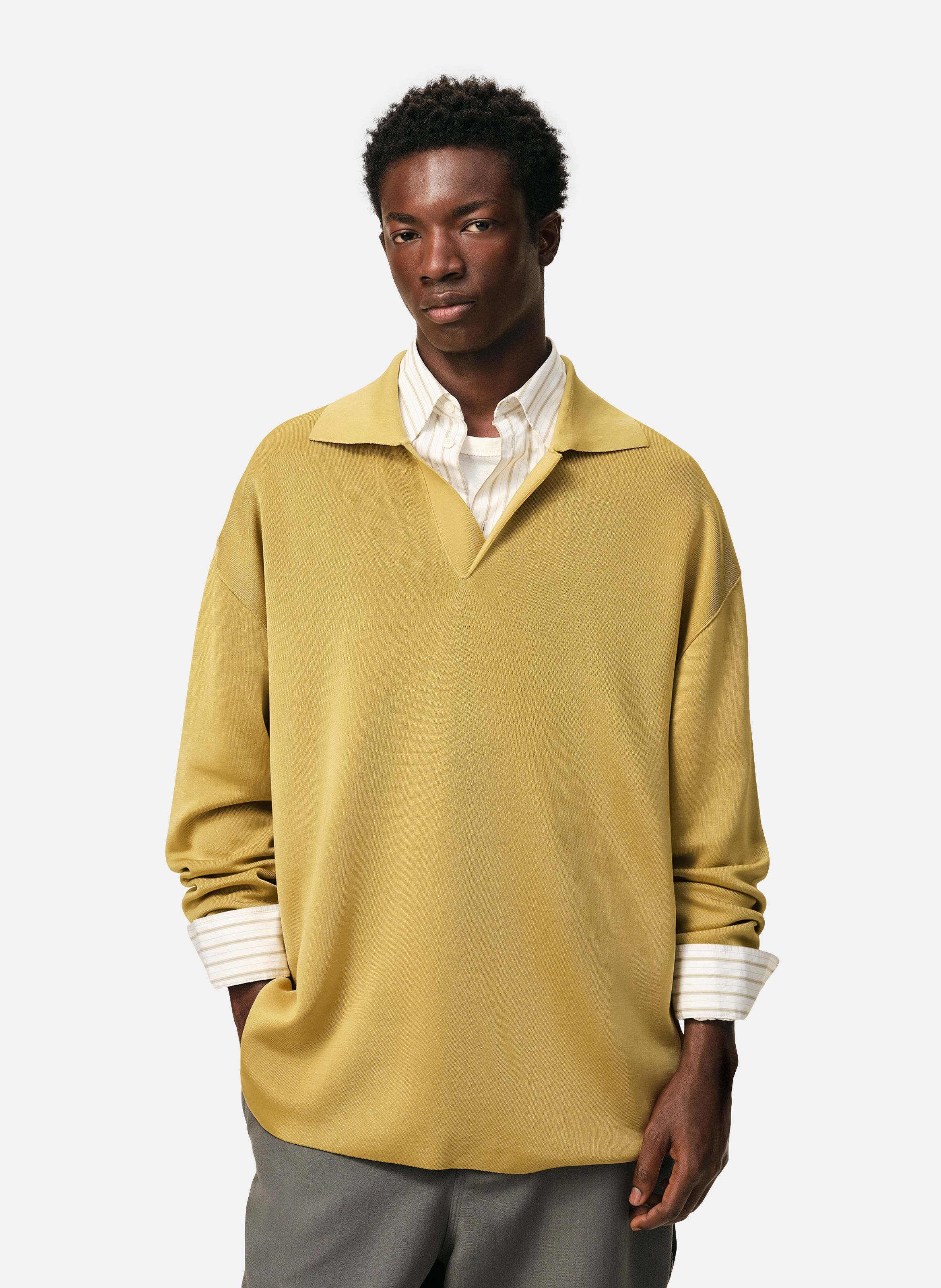 Polo manches longues en laine JauneAMI PARIS