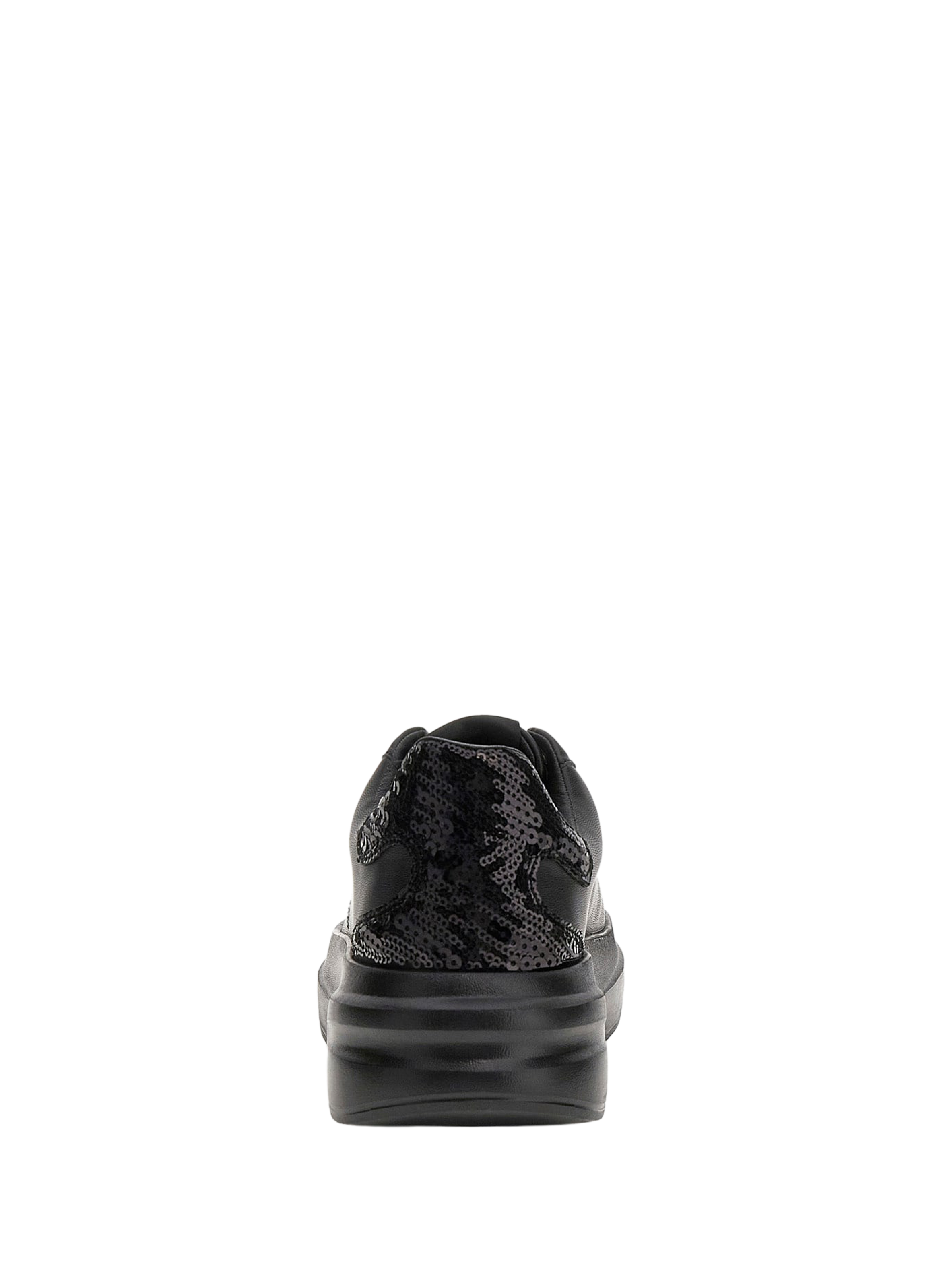 Low-top sneakers in cow leather with sequins. GUESS Black