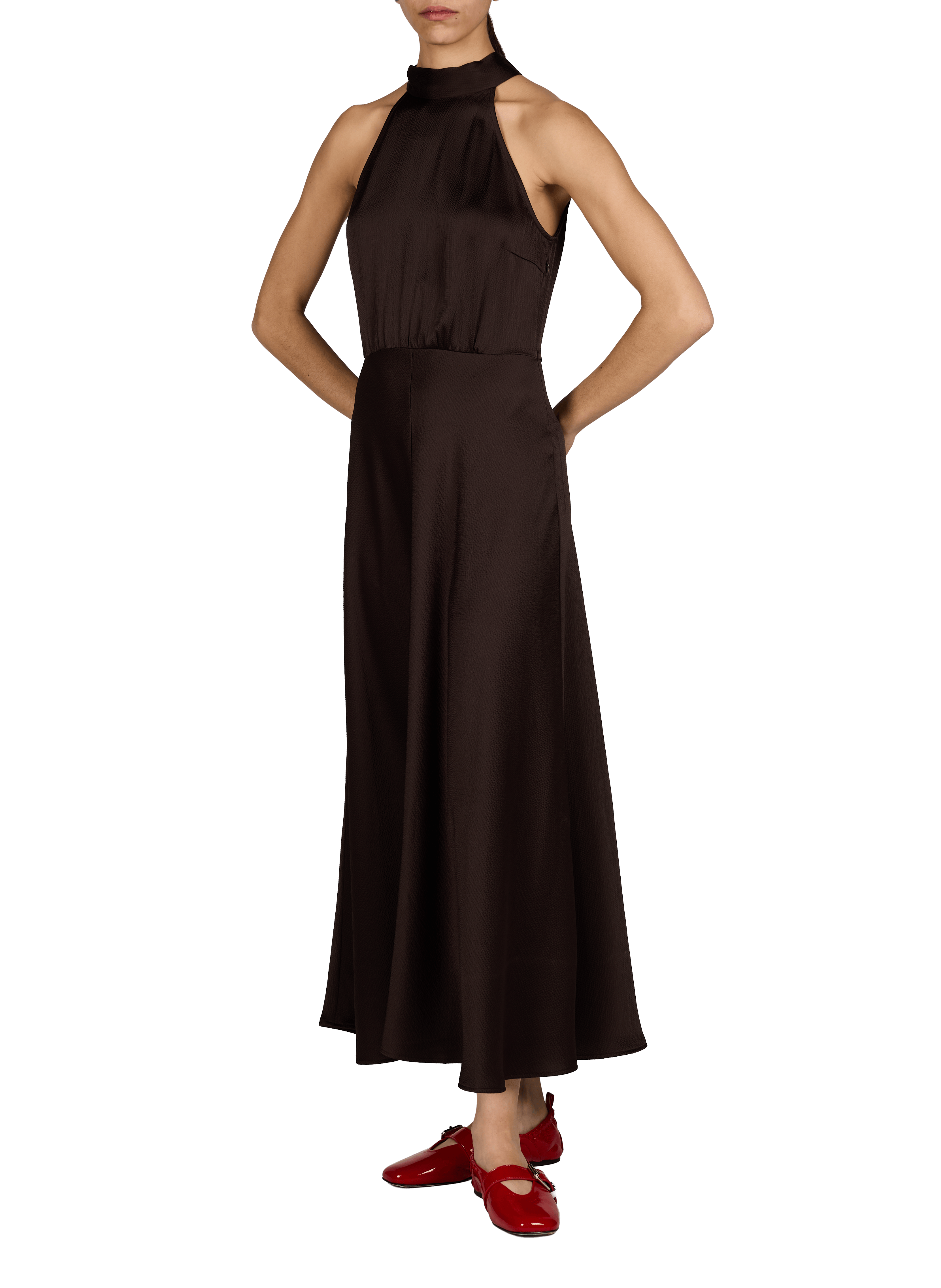 Long flared dress SAMSOE SAMSOE Black