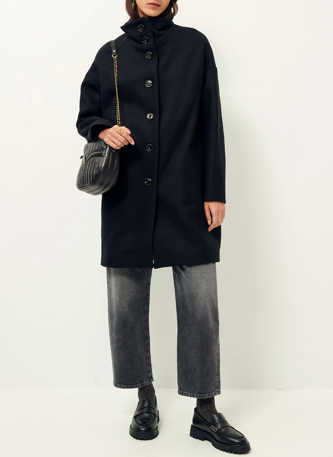 Manteau col montant en laine mélangée paradise SESSUN Noir