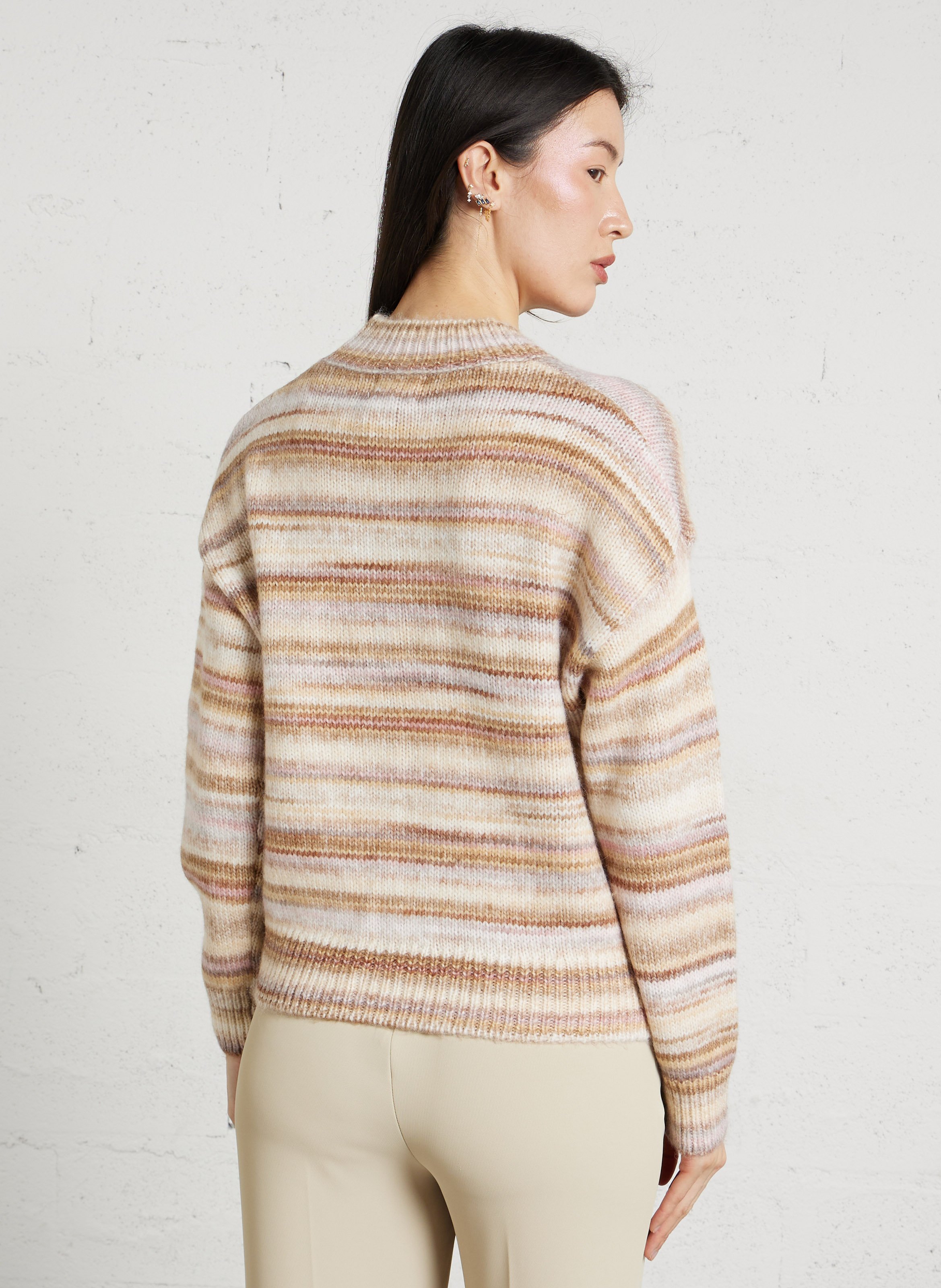 Pull ample col rond à rayures stanislas MAISON 123 Beige