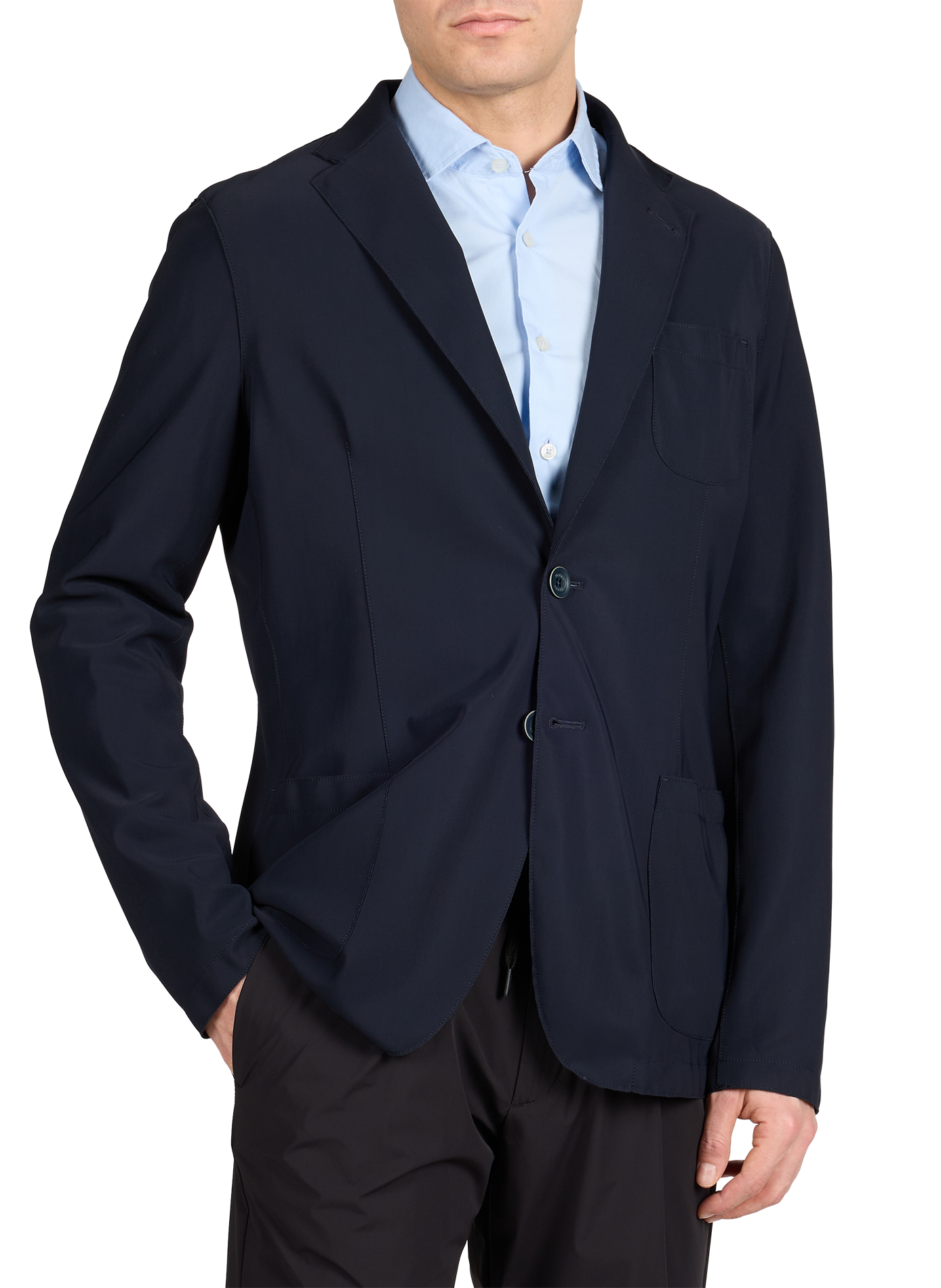 Solid straight blazer HERNO Blue