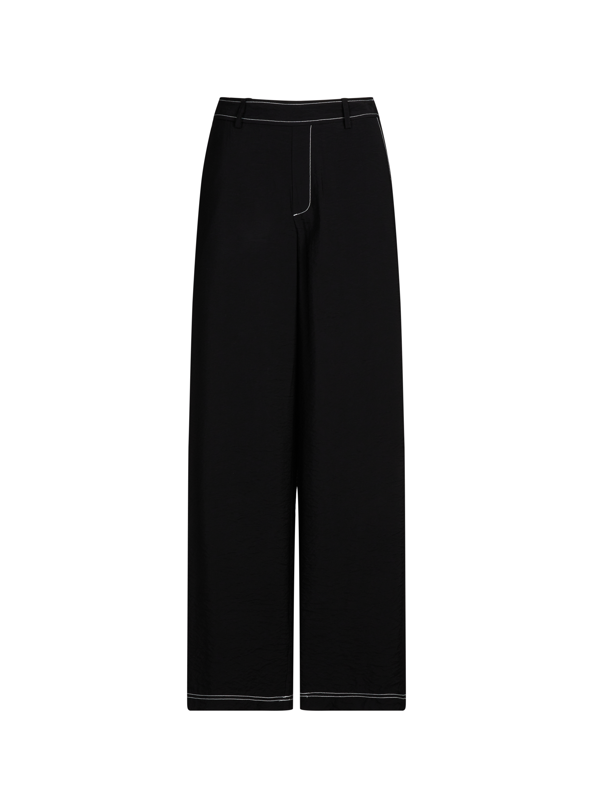 Pantalon froissé fluide et droit OBJECT Noir