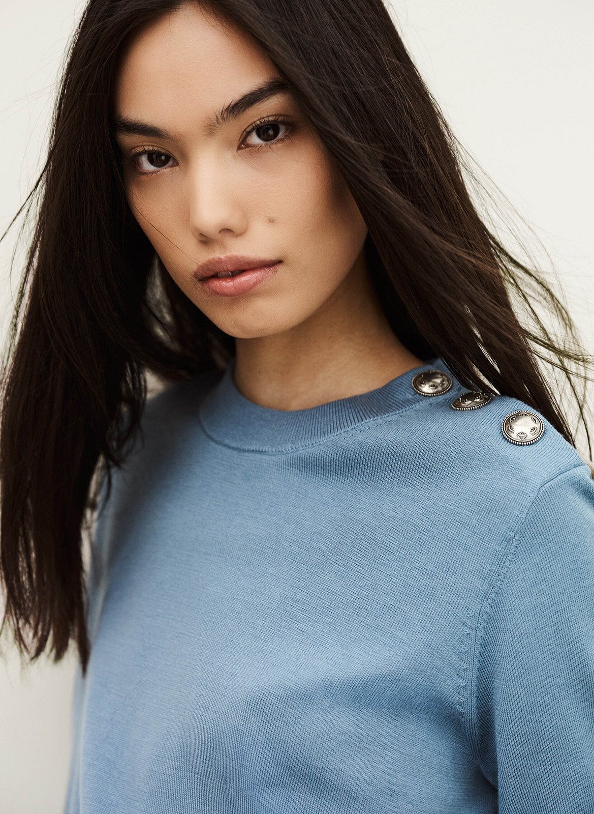 Pull droit col rond en laine byleil BA&SH Bleu