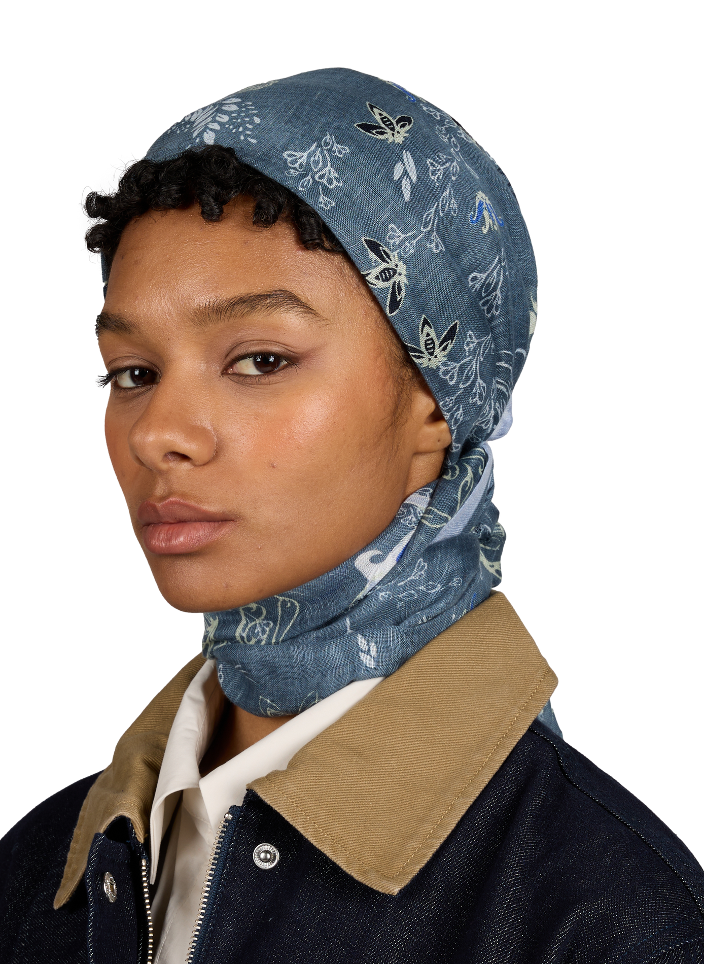 Artemis Denim Linen Blend Scarf PETRUSSE Blue