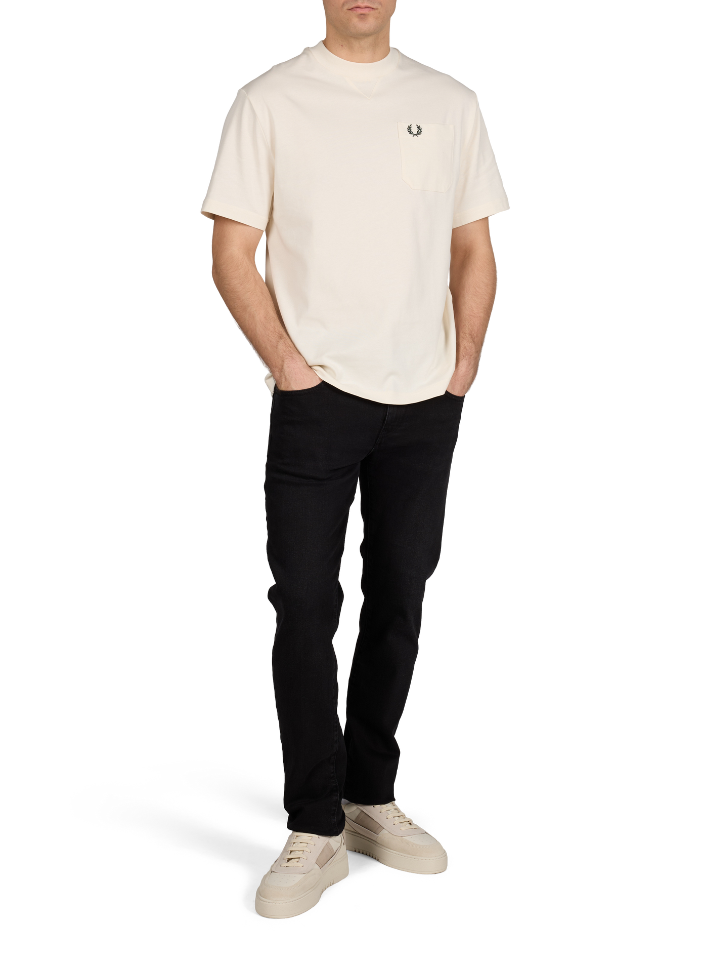 Cotton round-neck T-shirt FRED PERRY Beige