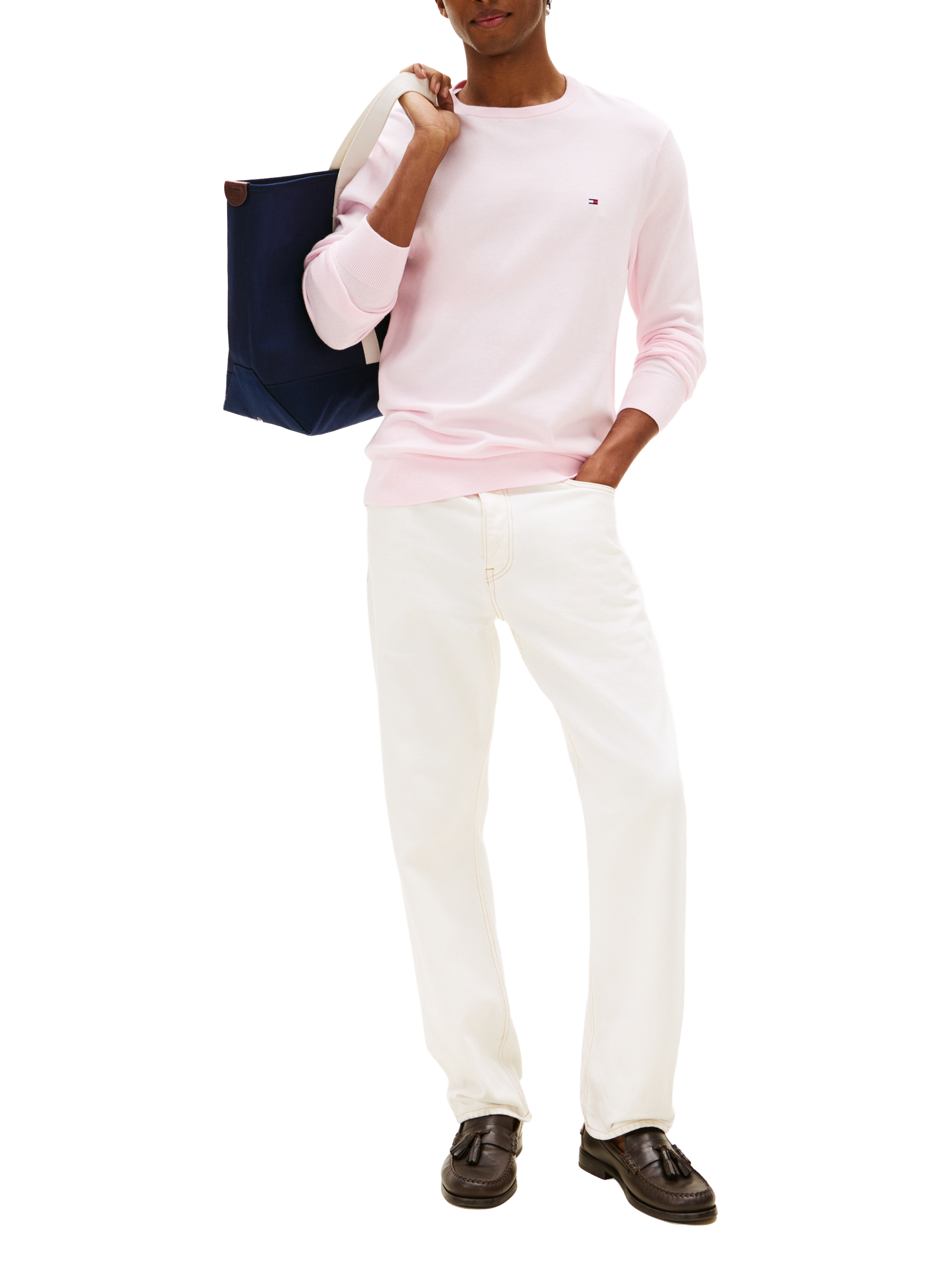 Cotton sweater with embroidered flag TOMMY HILFIGER Pink