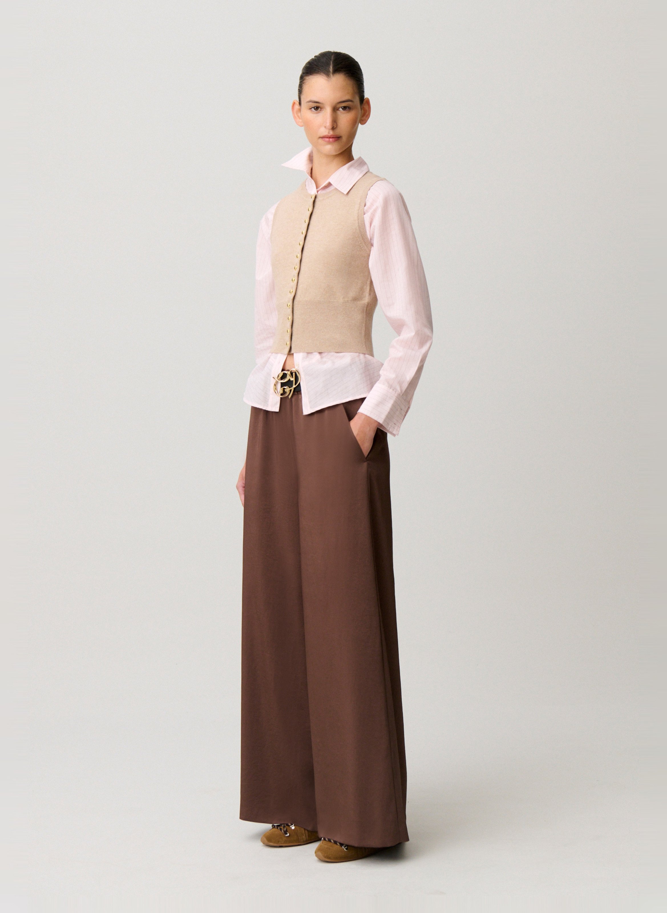 Pantalon large CLAUDIE PIERLOT Marron