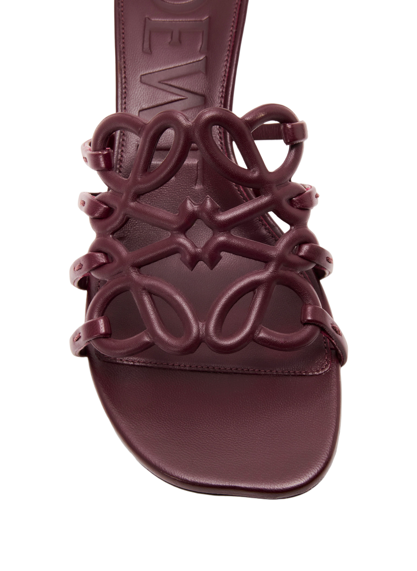 Mules Petal Anagram en cuir de veau souple LOEWE Rouge