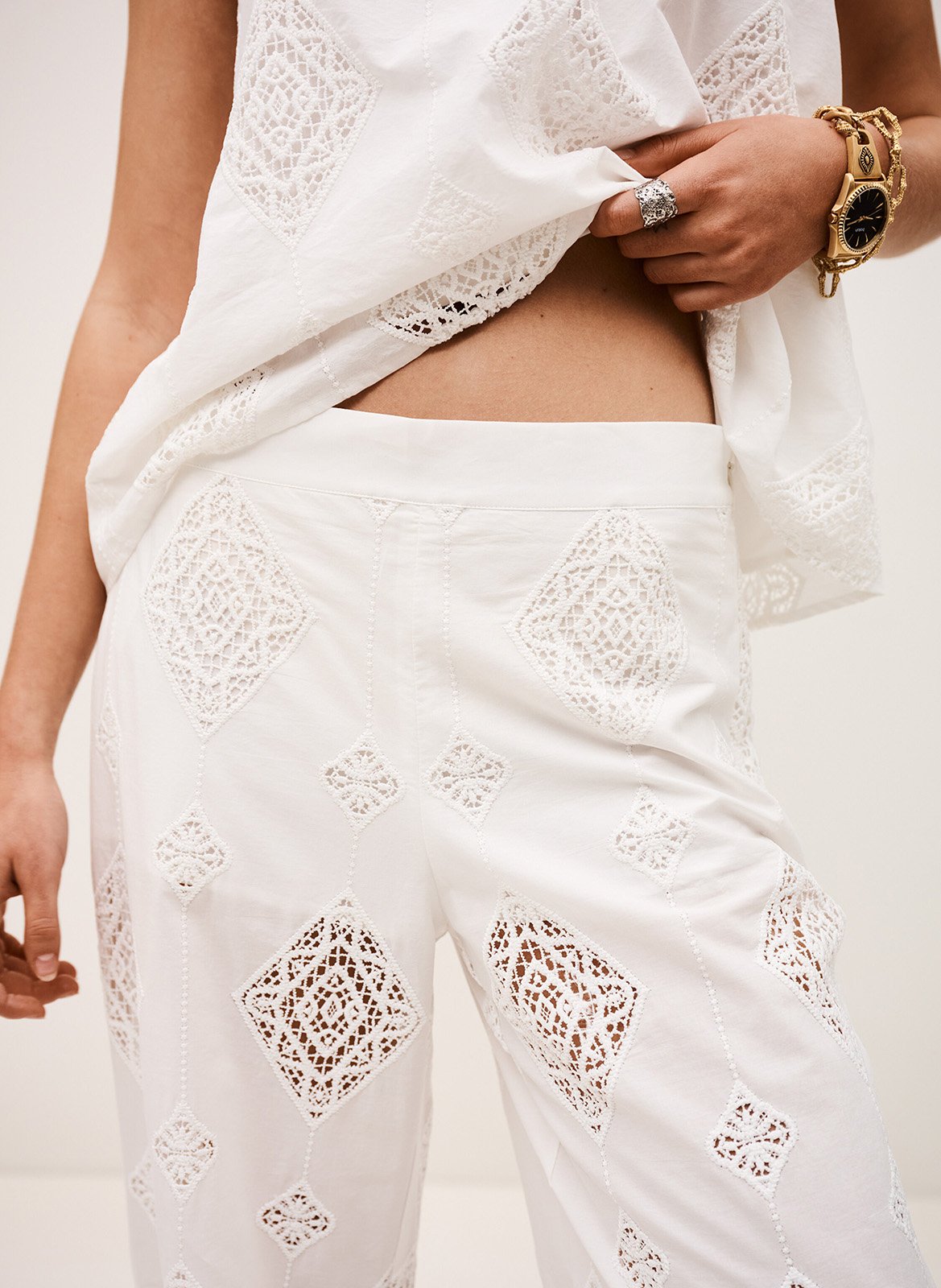 Pantalon droit en coton mélangé mike BA&SH Beige