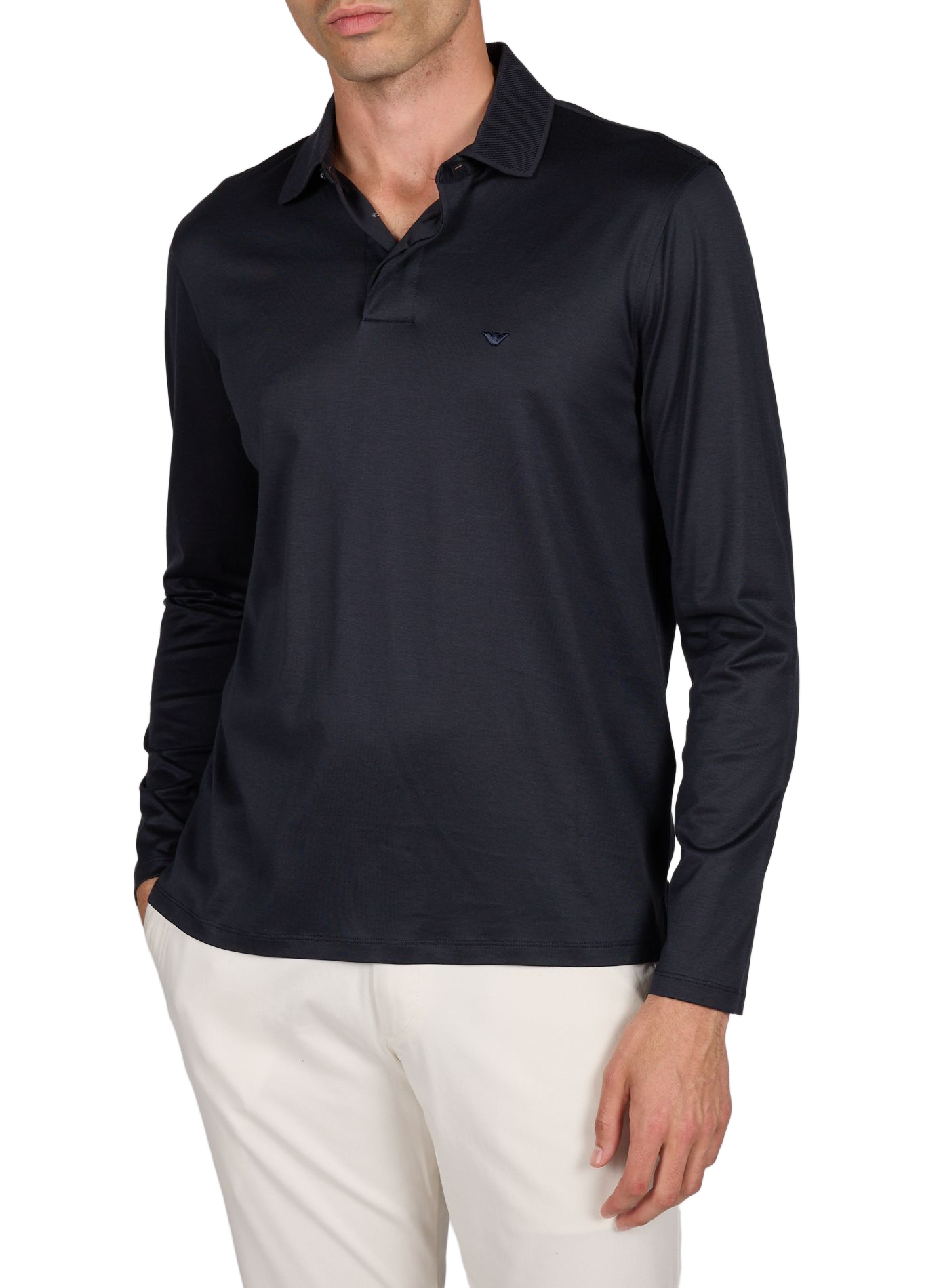 Solid long-sleeve polo EMPORIO ARMANI Blue