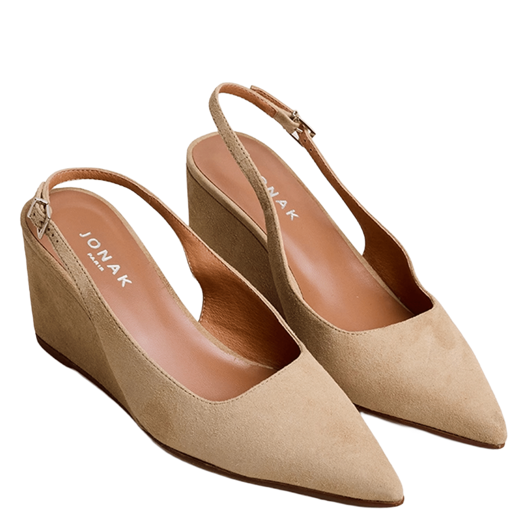 Escarpins pointus compensés en suède dixtine JONAK Marron