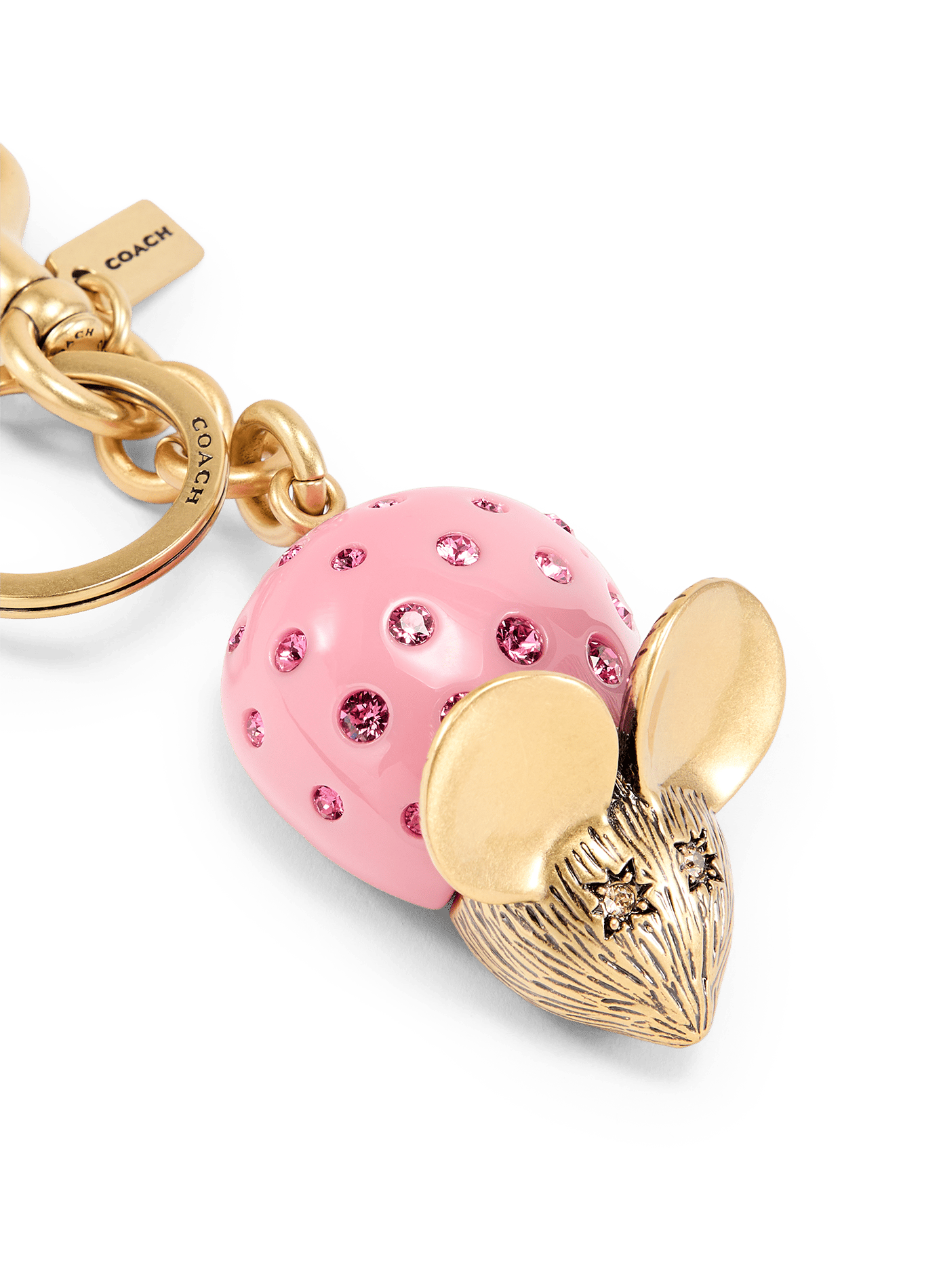 Porte clé breloque souris  COACH Doré