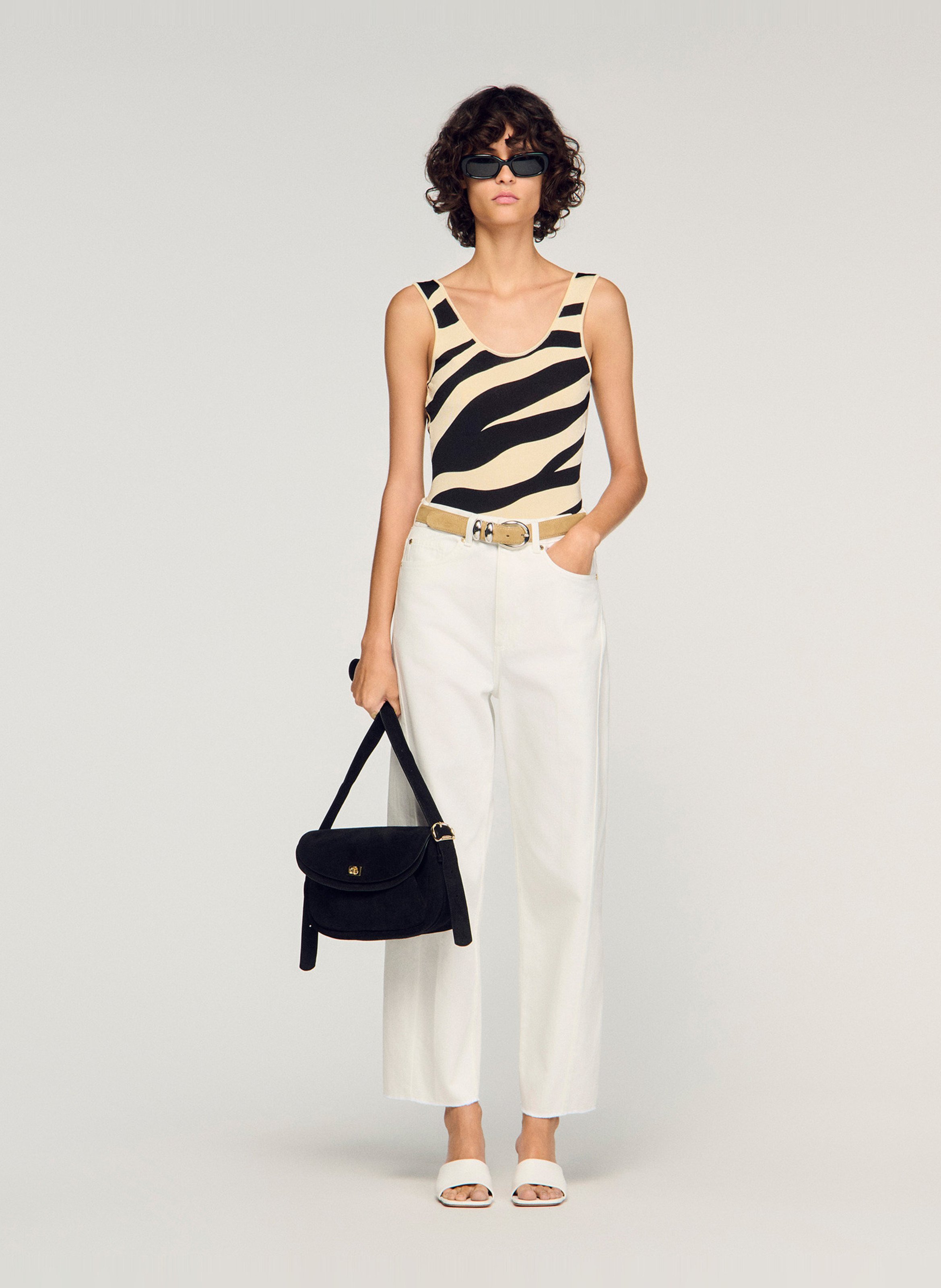 Sac porté épaule en cuir SANDRO Noir