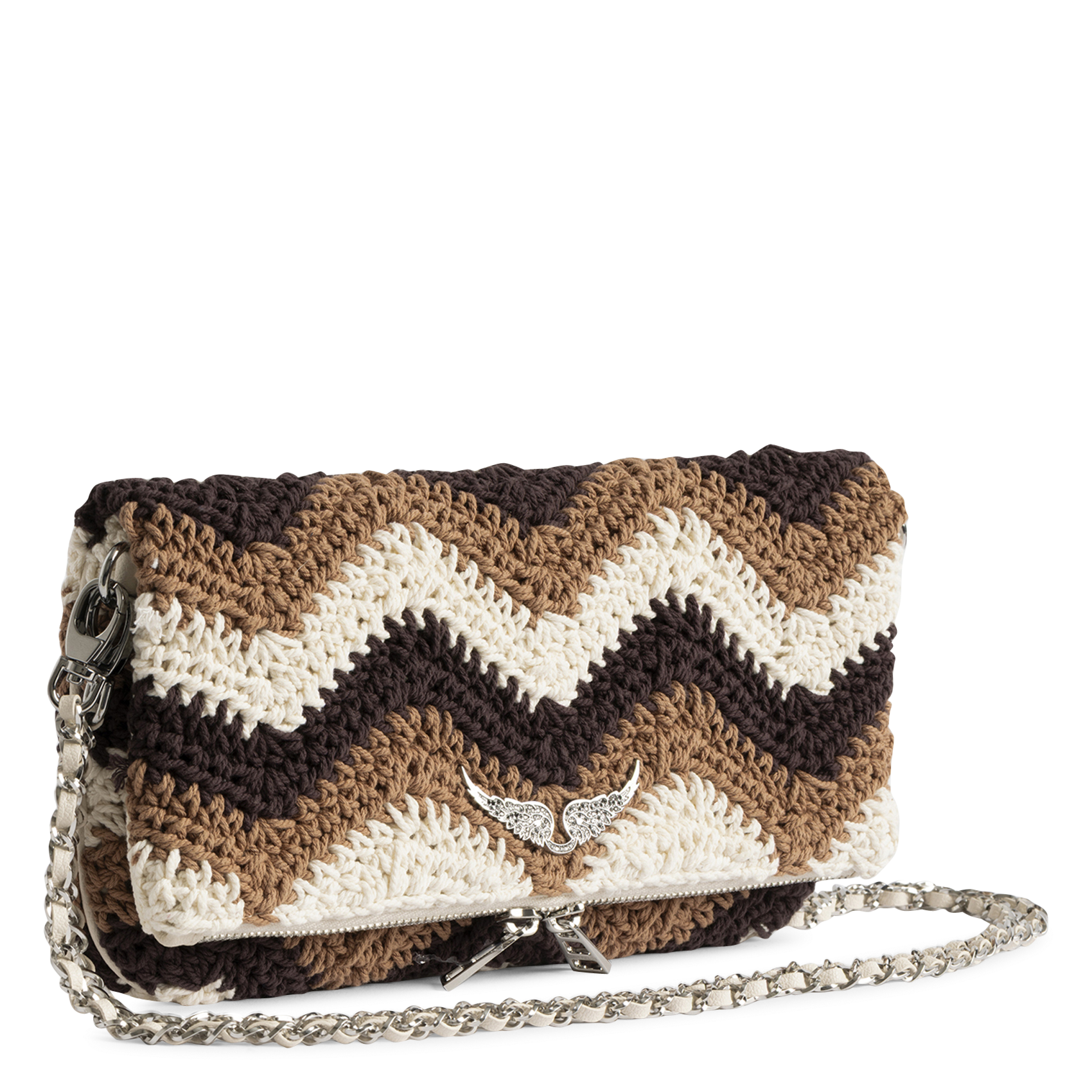 Pochette en coton macramé rock ZADIG&VOLTAIRE Marron