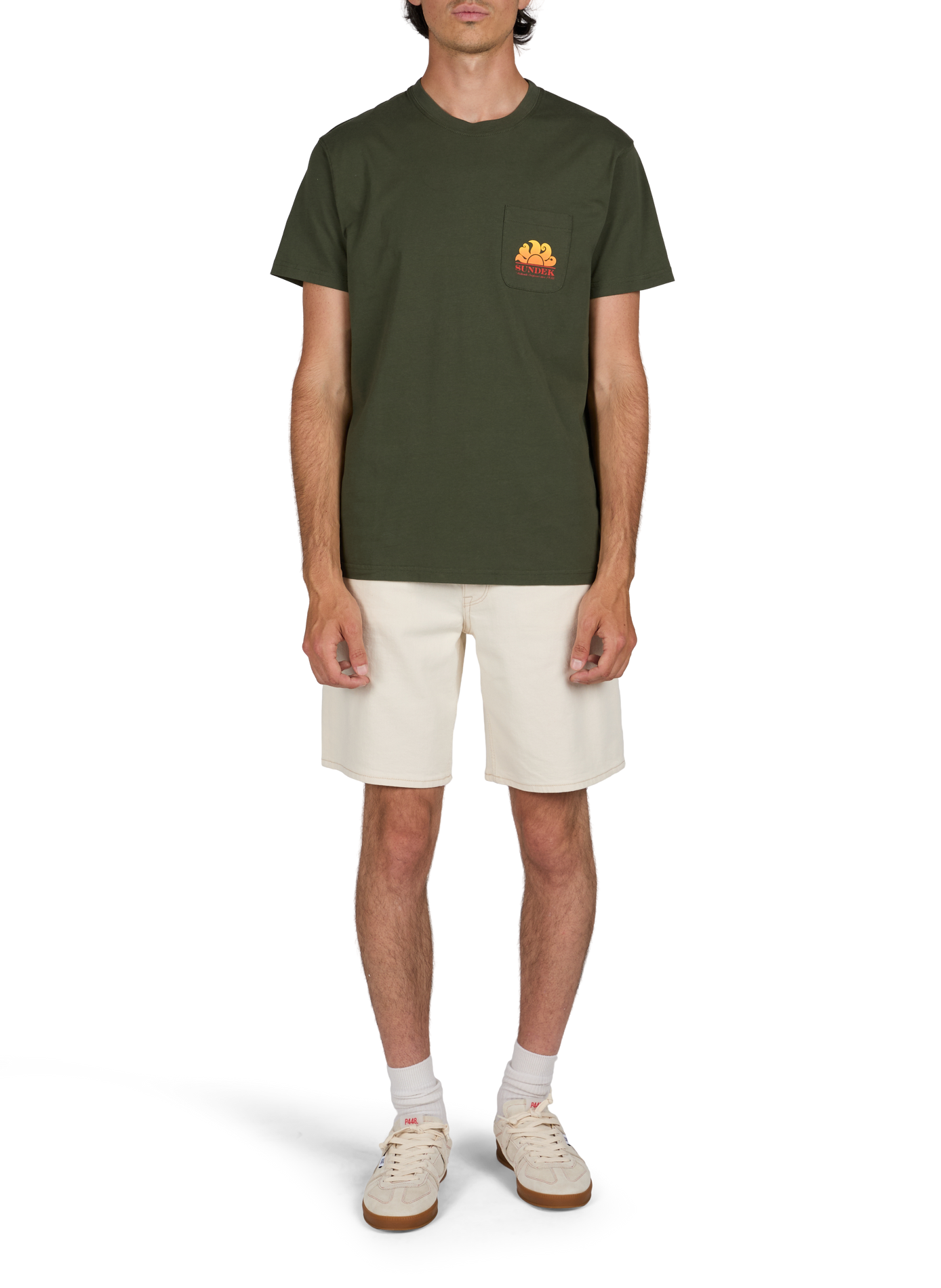 Round neck printed t-shirt SUNDEK Khaki