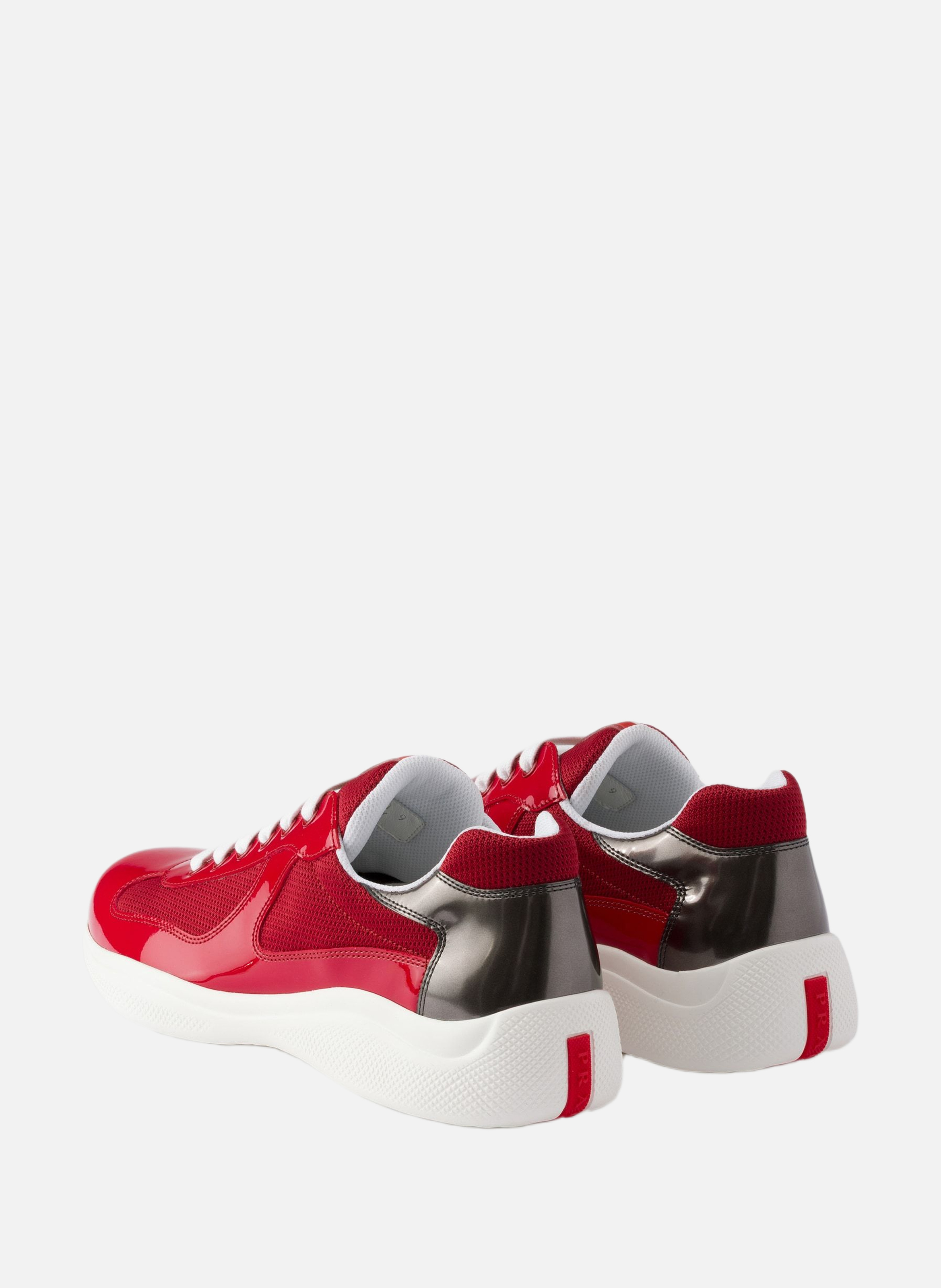 Sneakers prada america’s cup en cuir verni et tiss PRADA Rouge