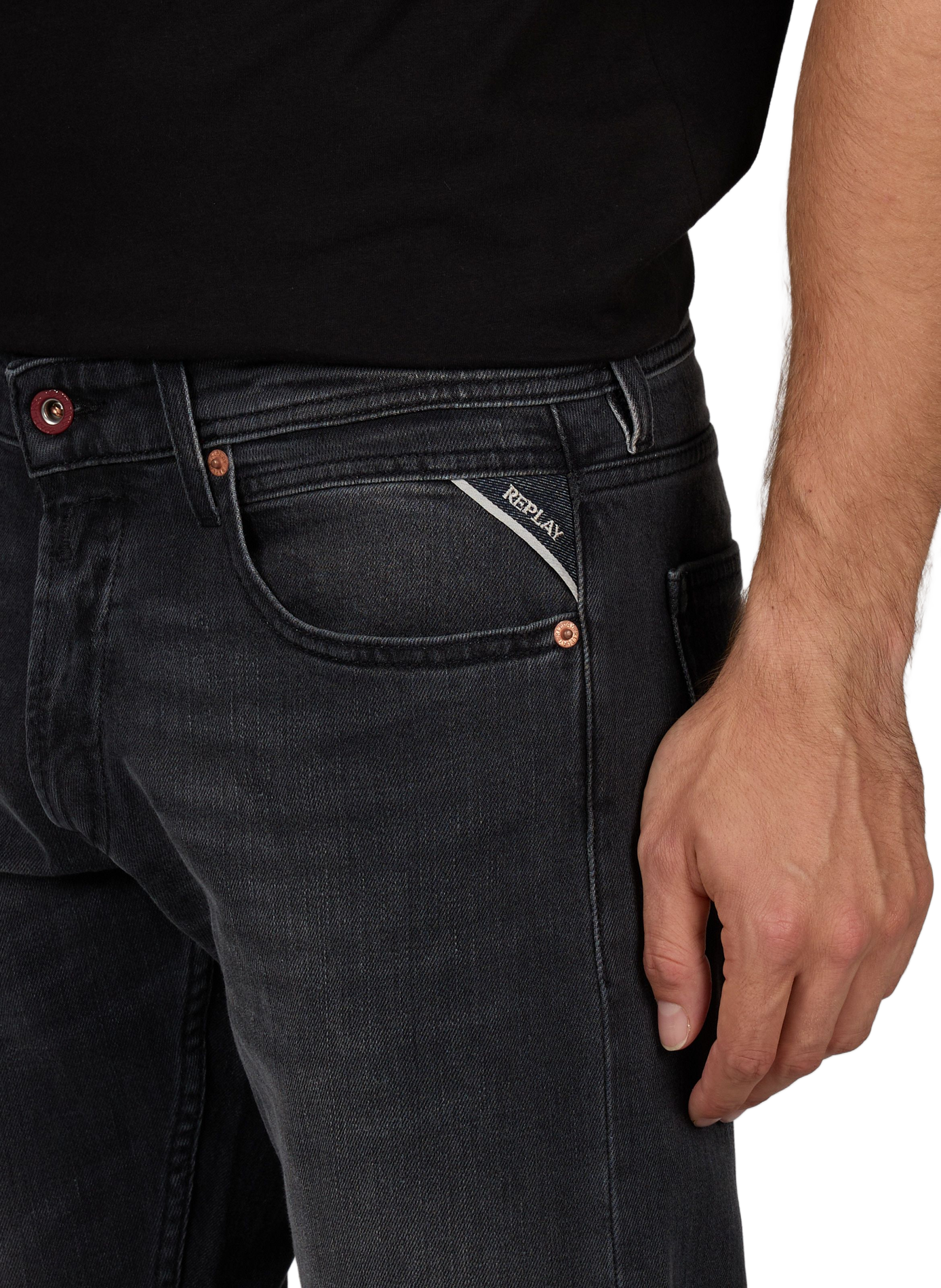 Grover straight fit jeans in blended cotton REPLAY Grey