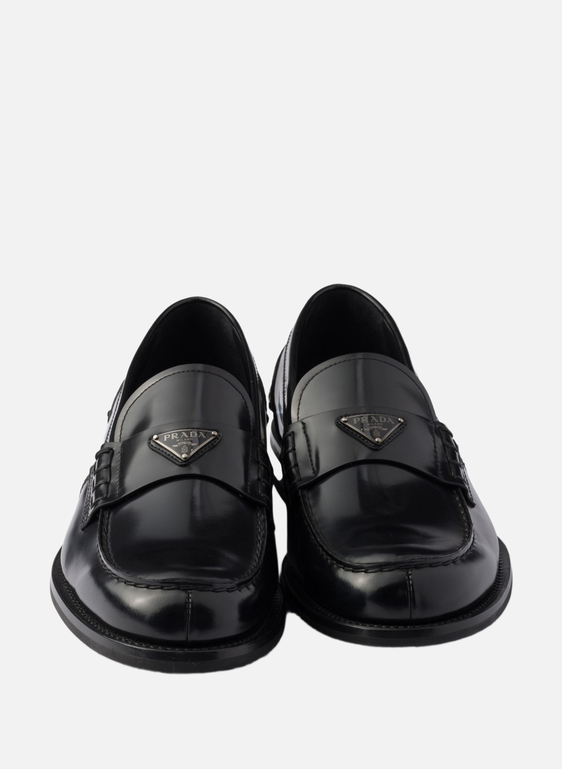 Mocassins en cuir brossé PRADA Noir
