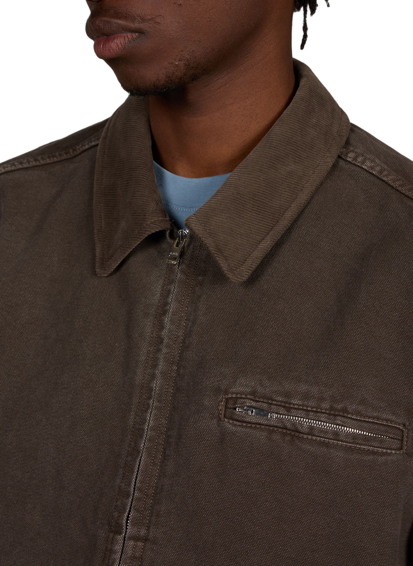 Weite Jacke mit klassischem Kragen aus Baumwolle. A.P.C. Braun