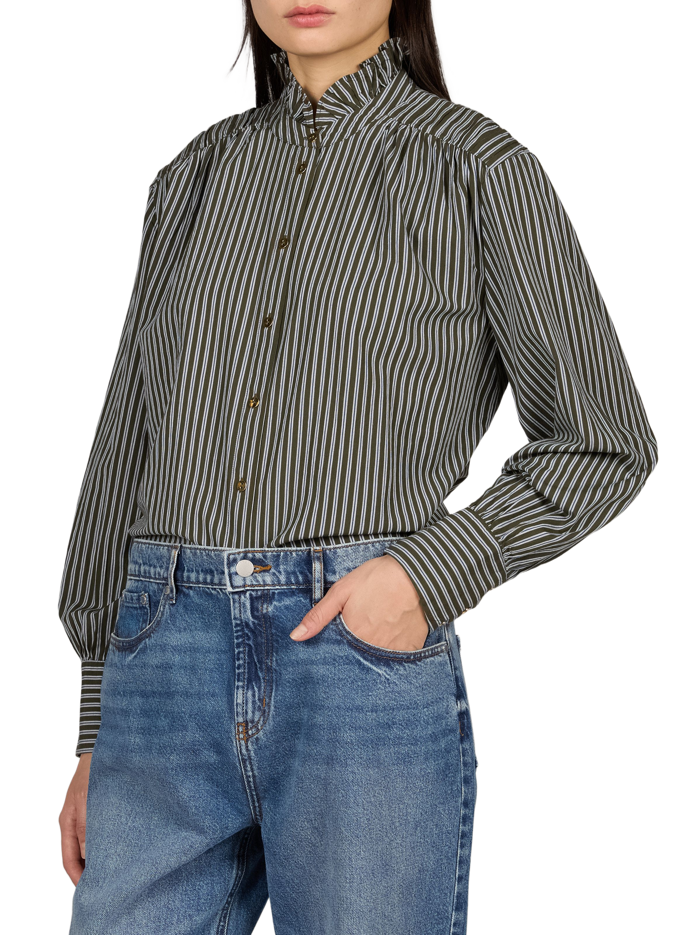 Oversize Baumwollhemd VILA Khaki