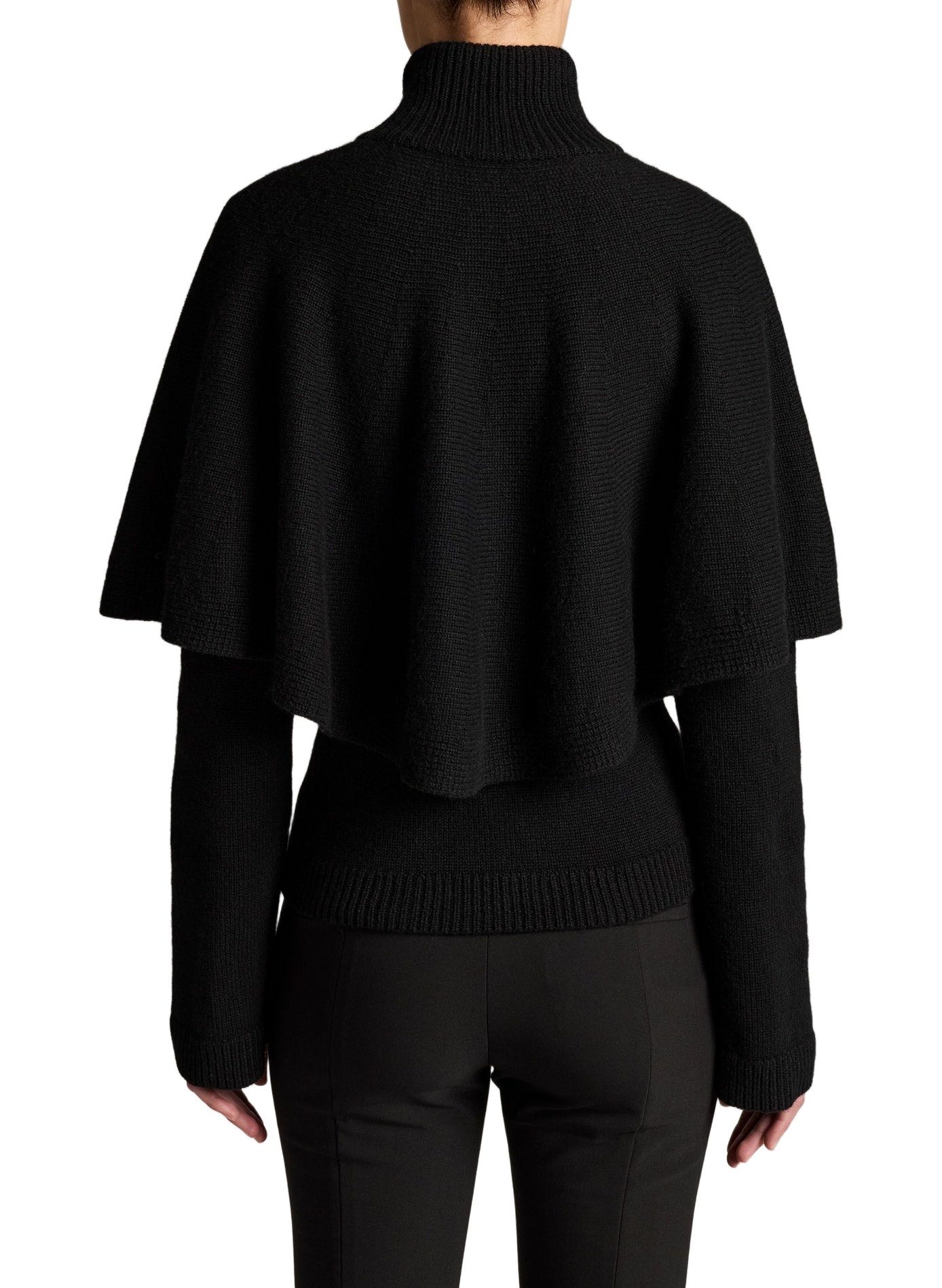 Cardigan cape à col roulé en laine mélangée VINCE Noir