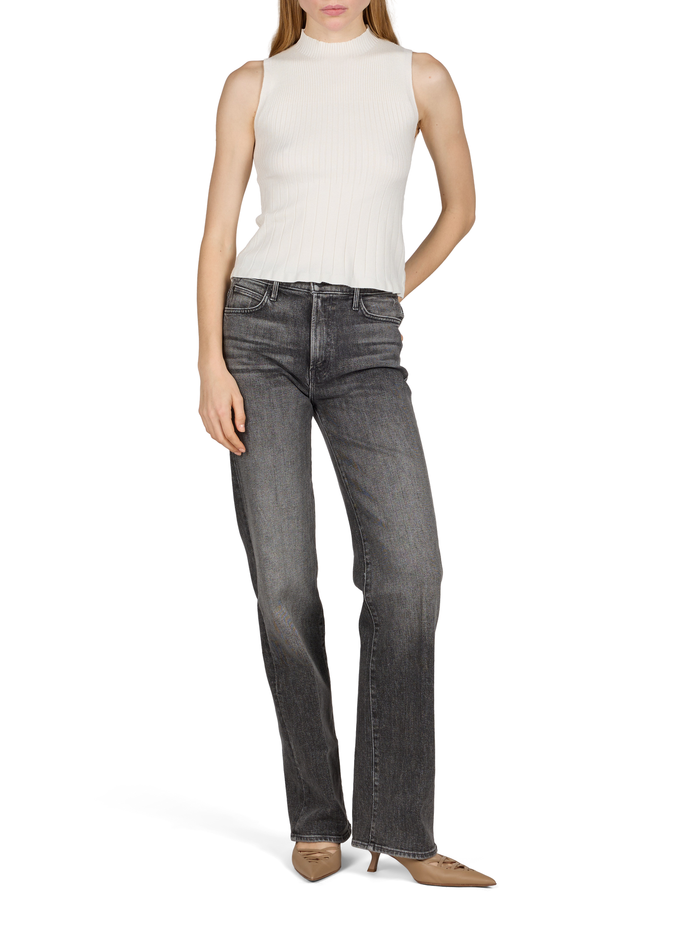 Straight Leg The Kick It jeans in a cotton blend MOTHER Grey
