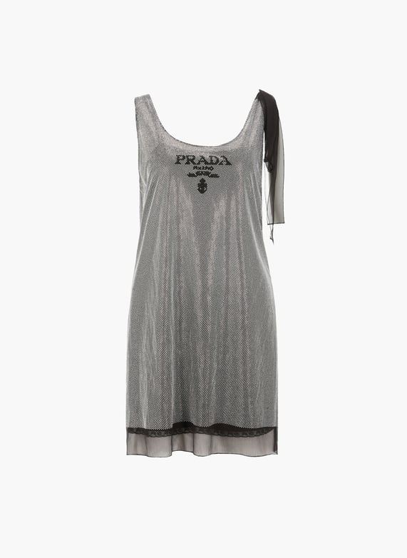 silver prada dress Prada Vintage Metallic Midi Dress