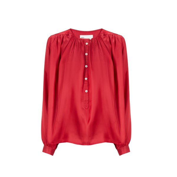 Leon & Harper Loose-fitting Satin Top In Red