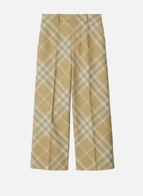 Pantalon à carreaux en laine BeigeBURBERRY 