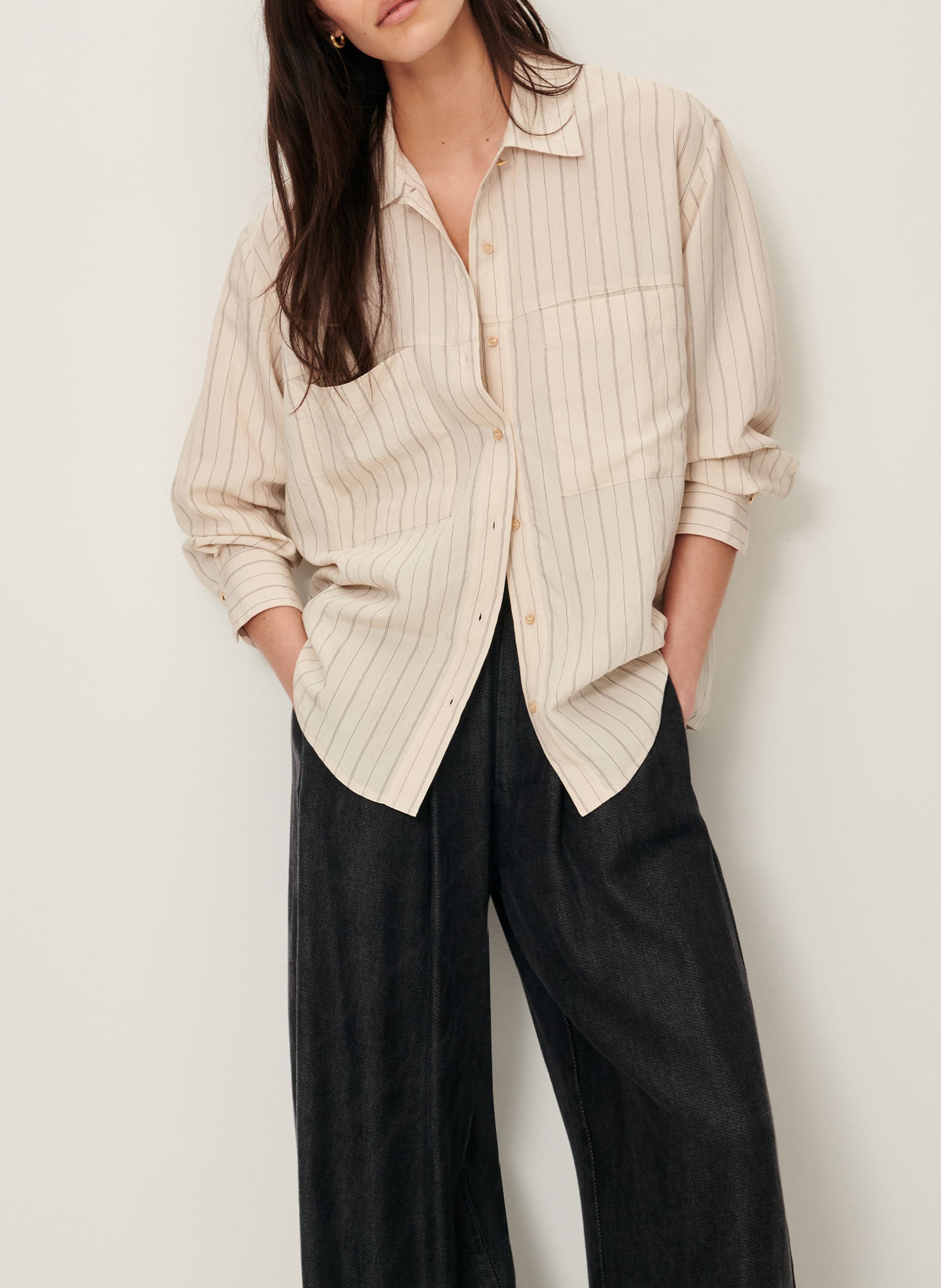 Chemise droite rayée san juan SESSUN Beige