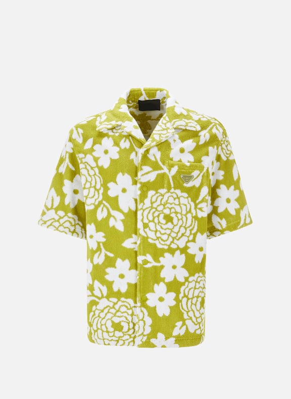 Chemise manches courtes à imprimé en tissu éponge Vert by PRADA PRADA Chemise manches courtes à imprimé en tissu éponge Vert