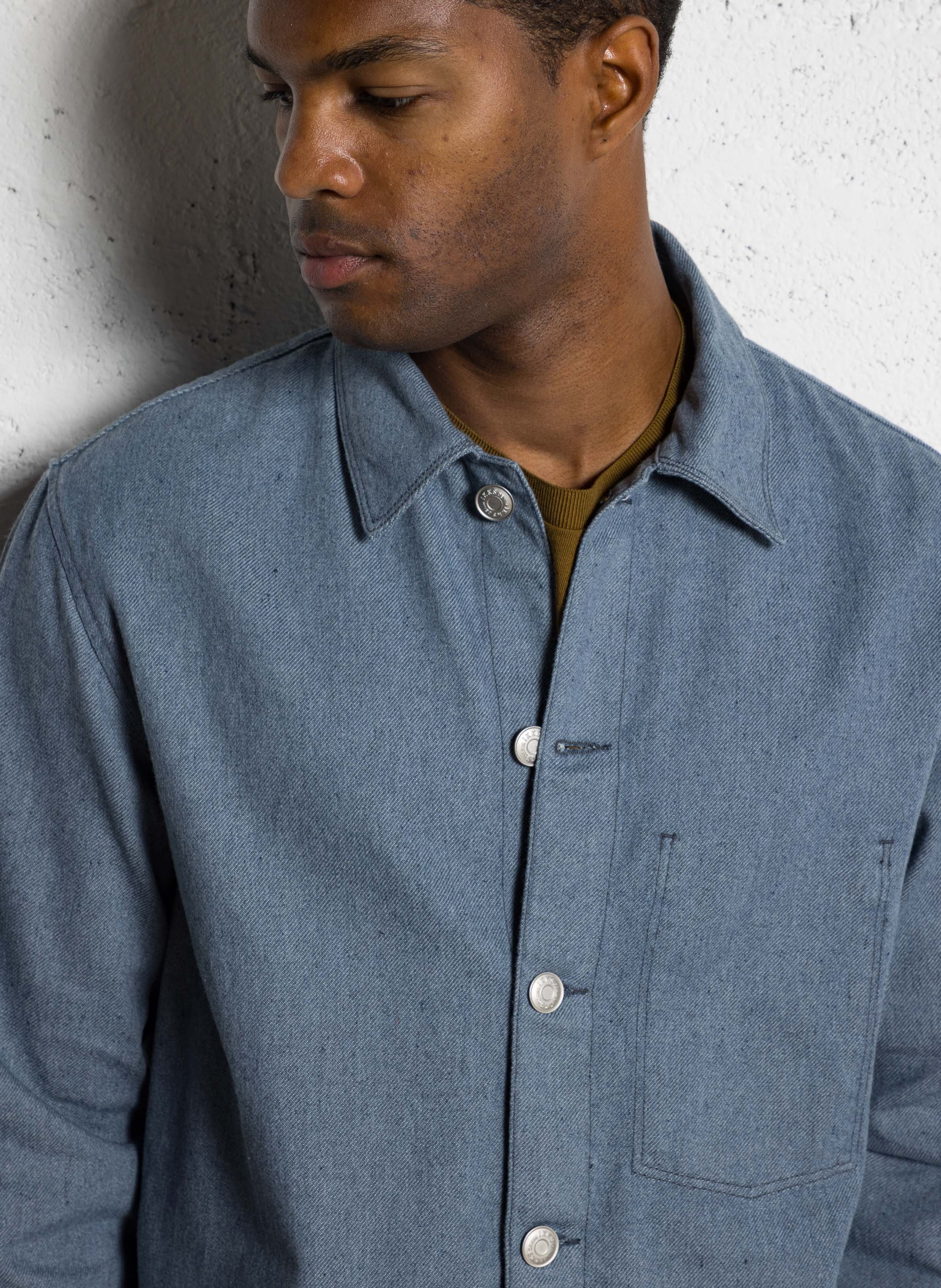 Veste droite en jean effet chiné IKKS Bleu