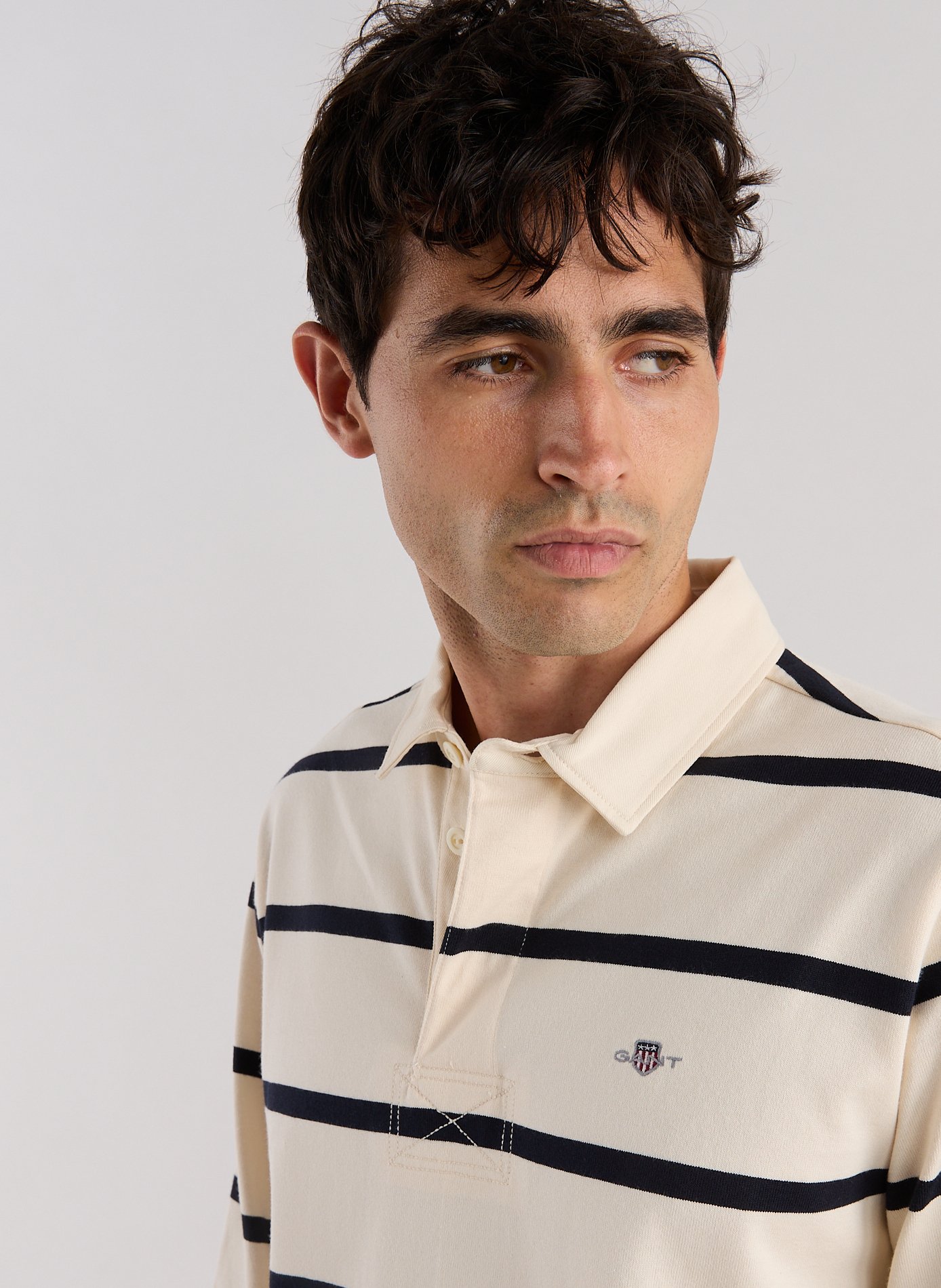 Striped cotton polo shirt GANT Beige