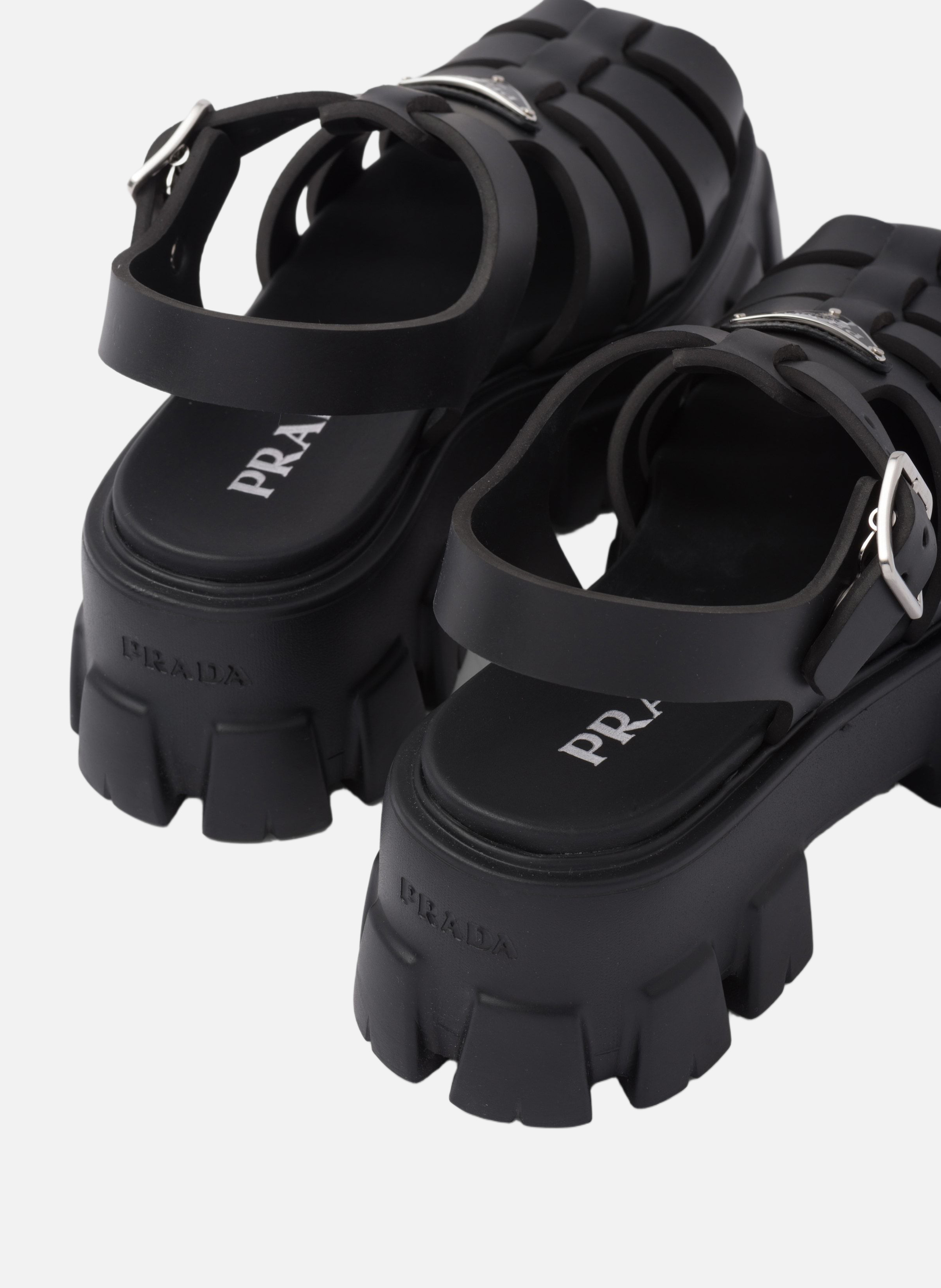 Sandales monolith en gomme PRADA Noir