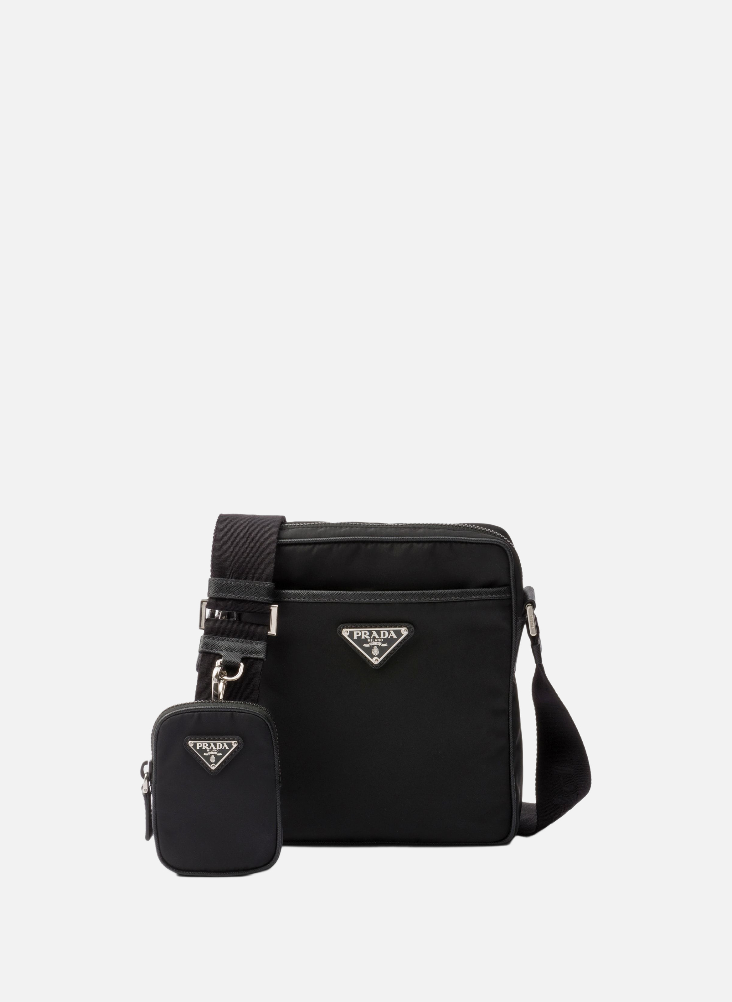 Sac porté épaule en re-nylon et saffiano PRADA Noir
